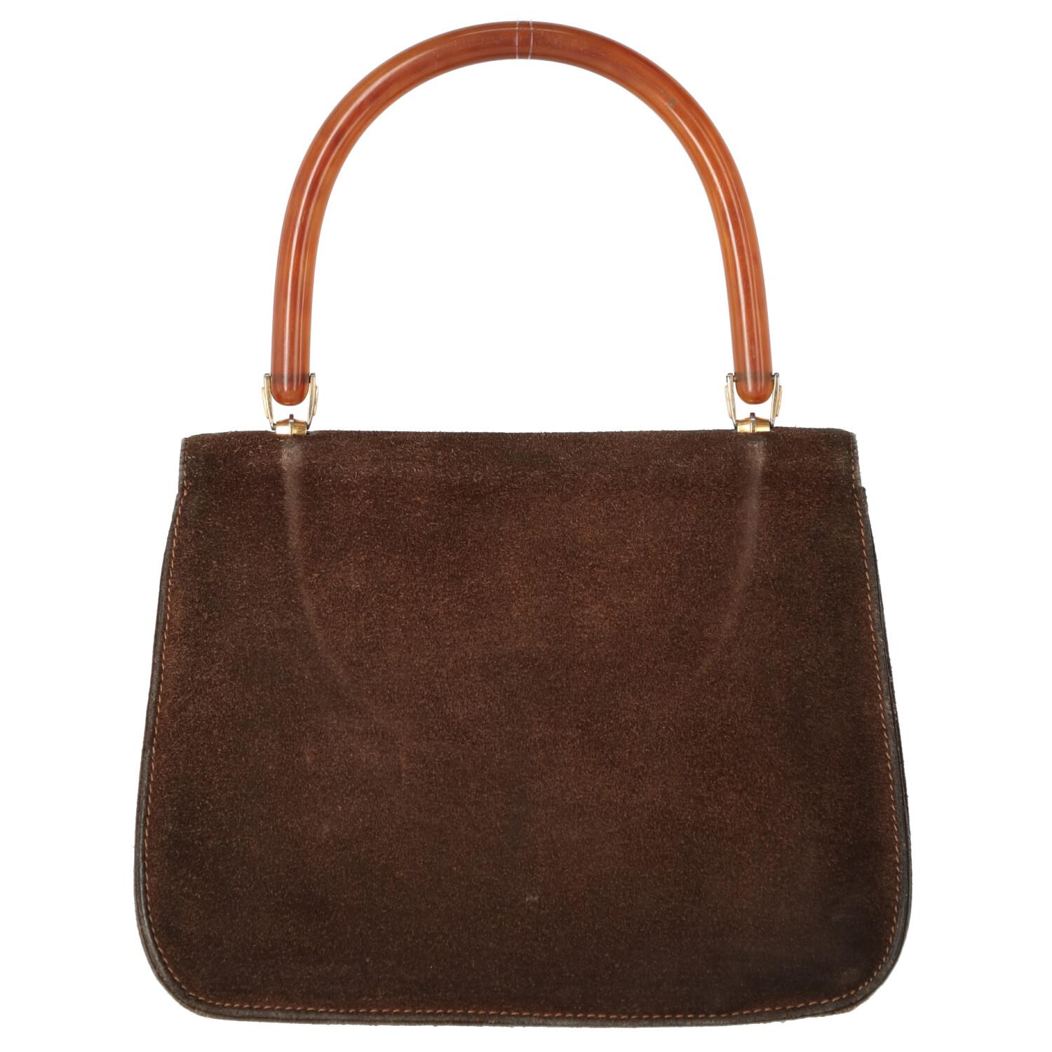 Brown 1960s Gucci Suede Handbag