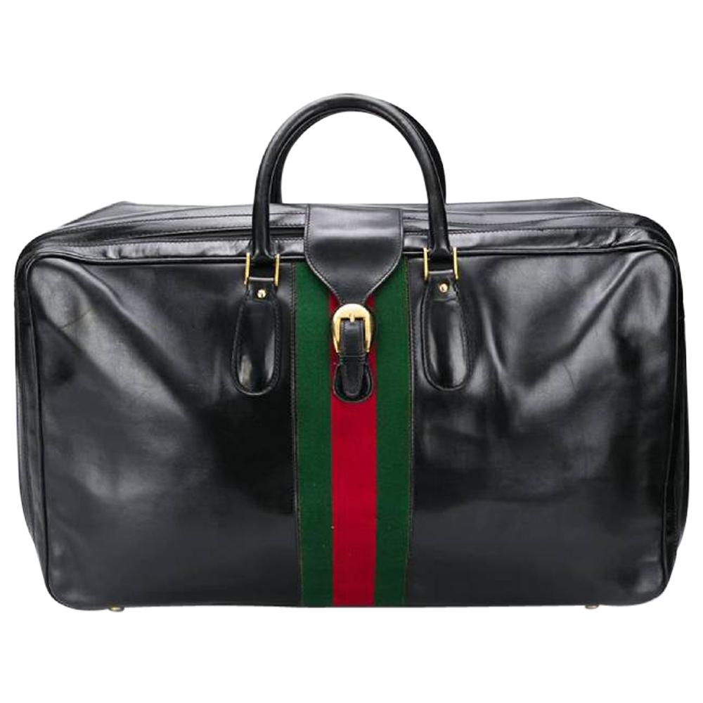 Gucci Black Leather Travel Luggage Set Bag 1970s at 1stDibs