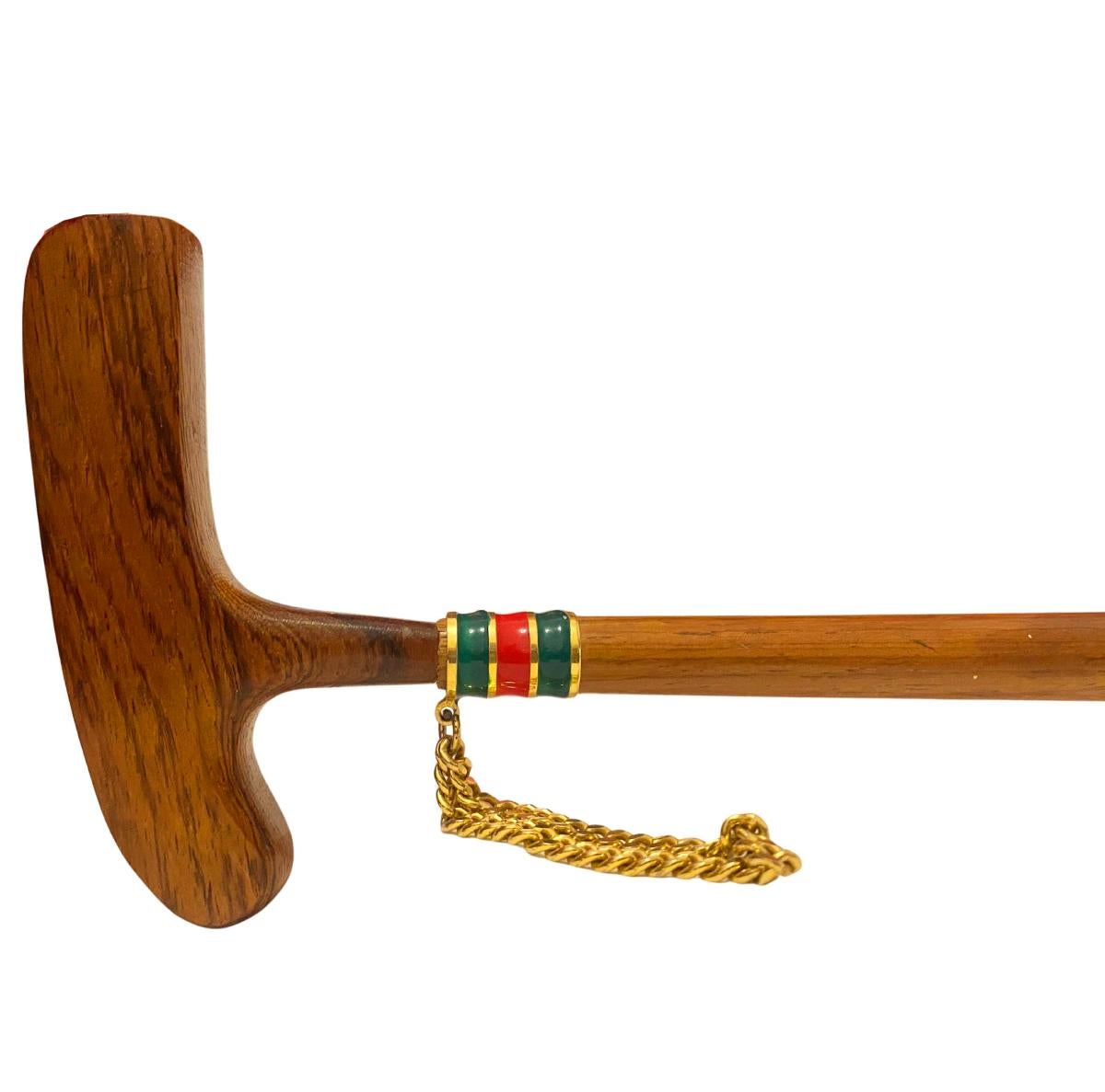 1960s Gucci Wood Golf Club Web Stripe Long Shoe Horn For Sale 3
