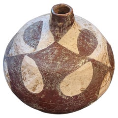 1960s Guido Gambone Style Organic Modern Brown and White Ceramic Italian Vase