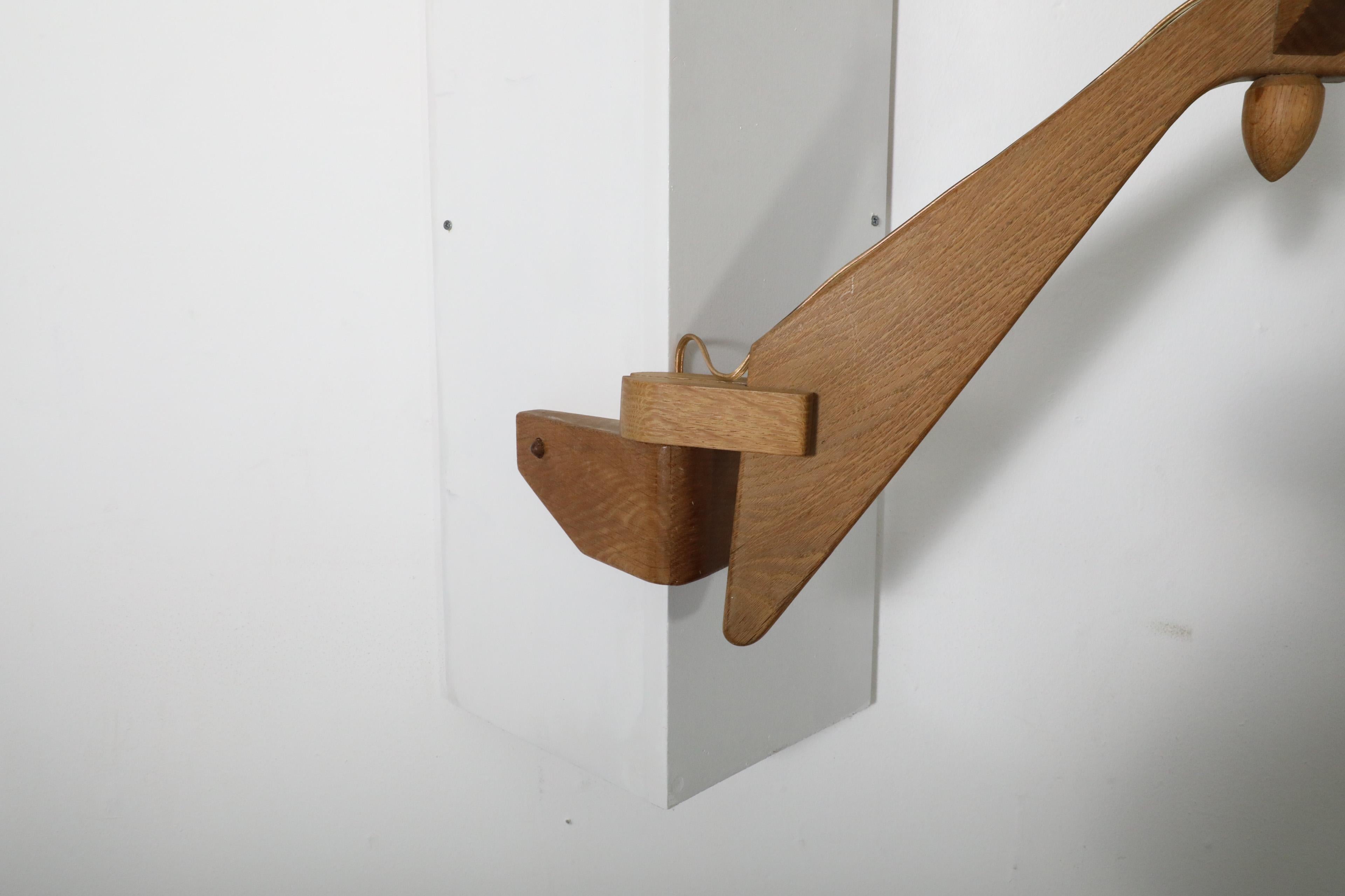 1960's Guillerme et Chambron Oak And Ceramic Corner Sconce for Votre Maison For Sale 2