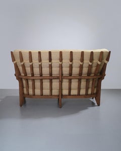 1960s Guillerme et Chambron Oak Sofa upholstered in Tibor Fabric