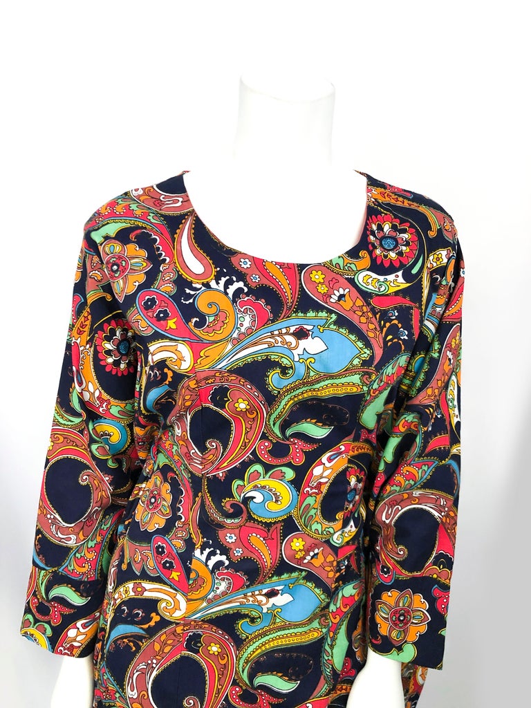 1960s Gump's Paisley Printed Fitted Caftan at 1stDibs | gumps clothing