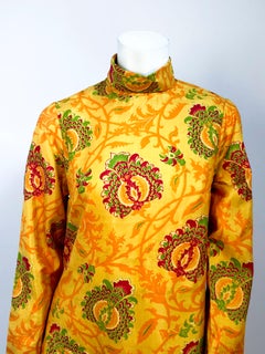 1960s Gump's Thai Printed Silk Tunic with Matching Pants