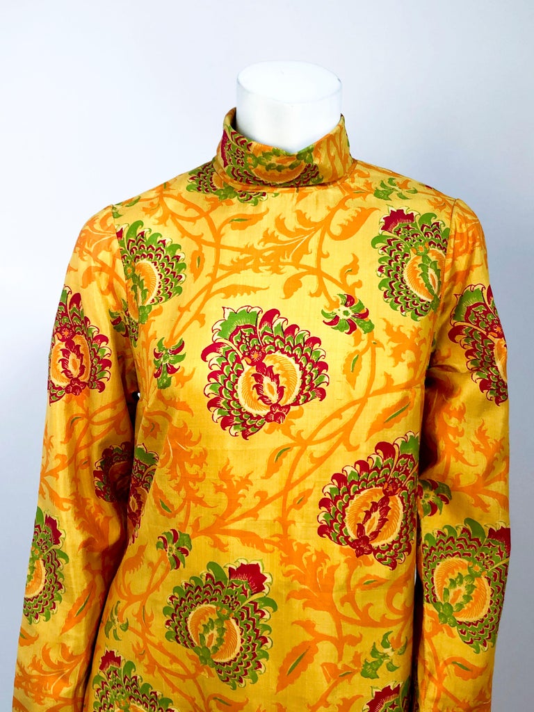 1960s Gump's Thai Printed Silk Tunic with Matching Pants For Sale at ...