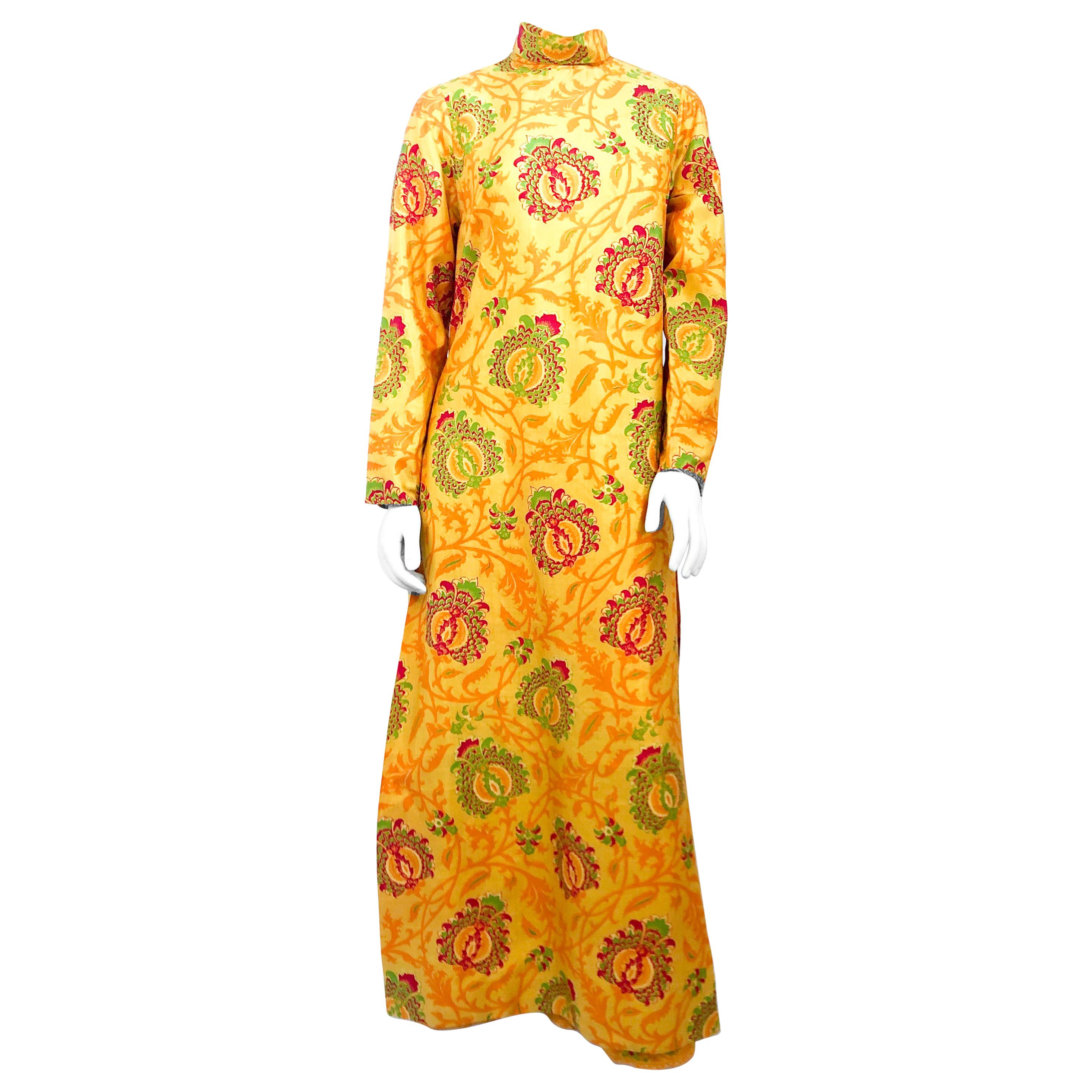 1960s Gump's Thai Printed Silk Tunic with Matching Pants