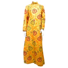 Vintage 1960s Gump's Thai Printed Silk Tunic with Matching Pants