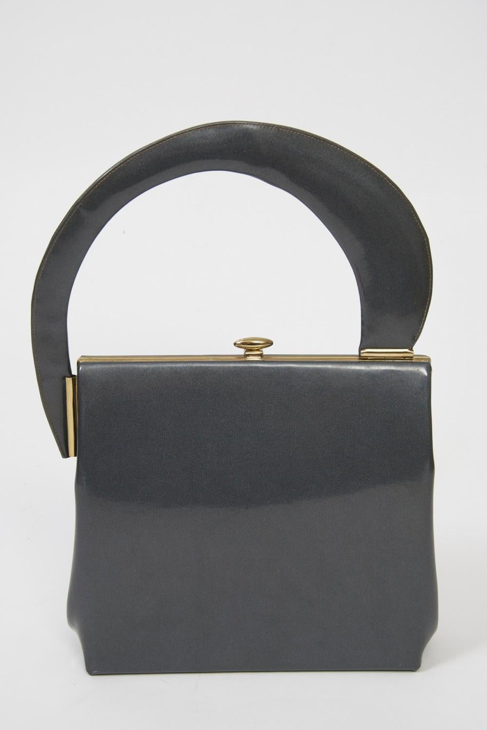 Black 1960s Gunmetal Handbag For Sale