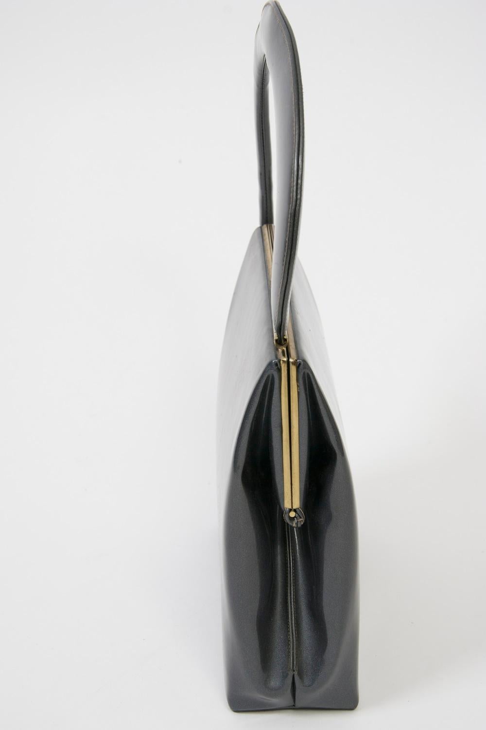 1960s Gunmetal Handbag In Good Condition For Sale In Alford, MA
