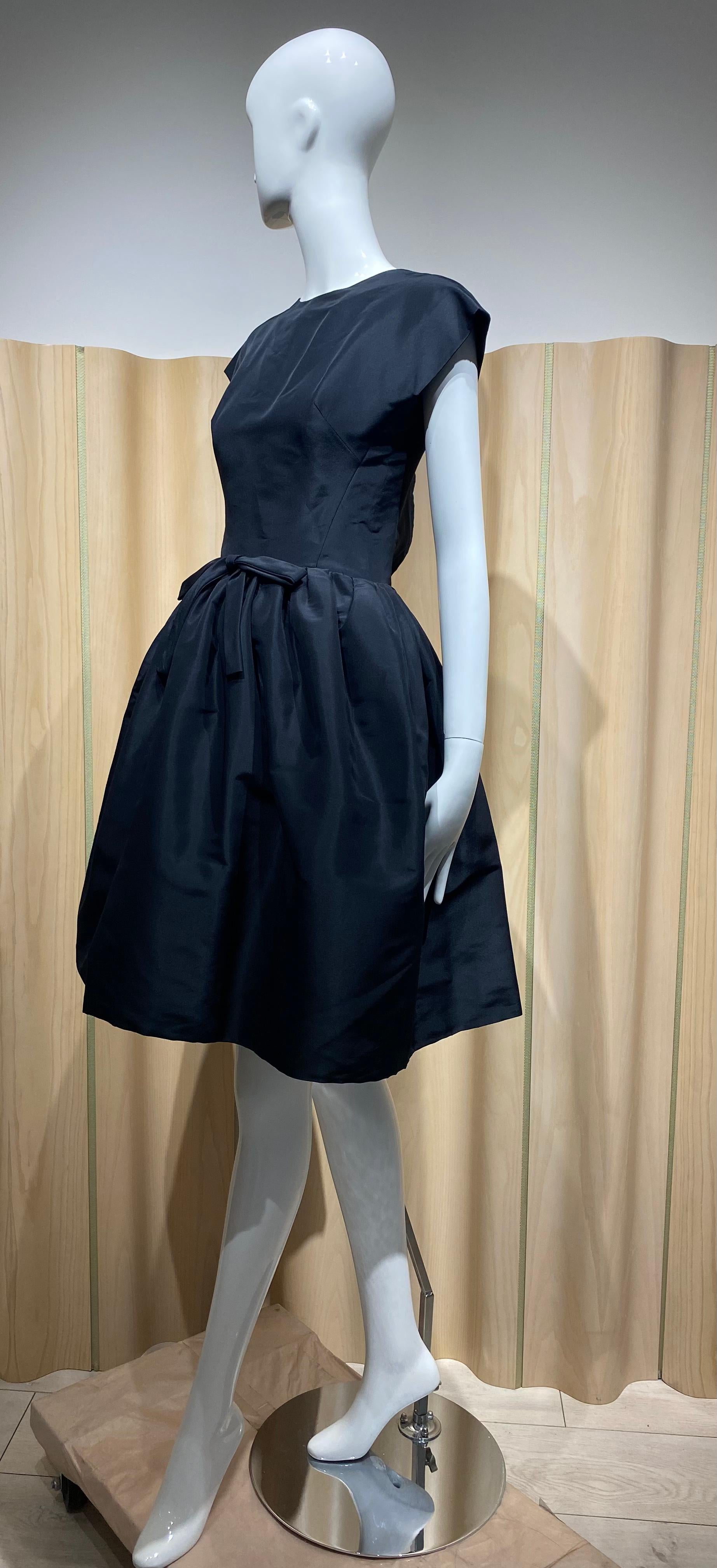1960s  Gustave Tassell Black Silk Cocktail Dress 3