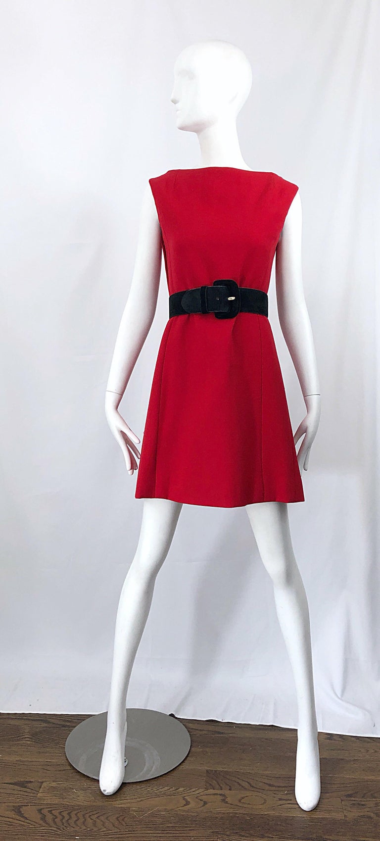 1960s Guy Laroche Couture Lipstick Red Virgin Wool A Line Vintage 60s ...