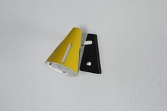 1960s H. Busquet Sun Series Single Wall Lamp, Yellow Enameled Metal