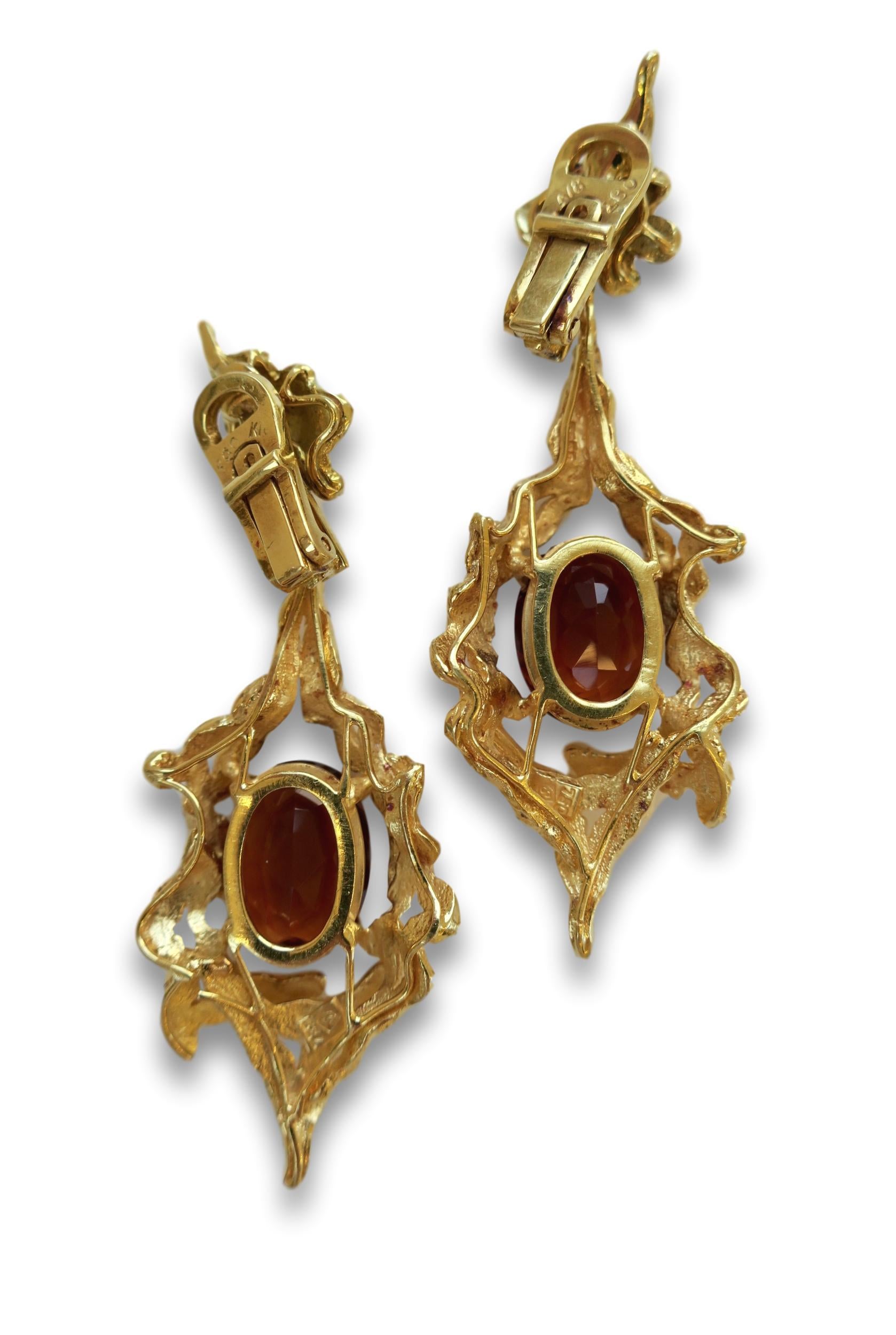 Modernist 1960s H. Stern Gemstone Drop Earrings