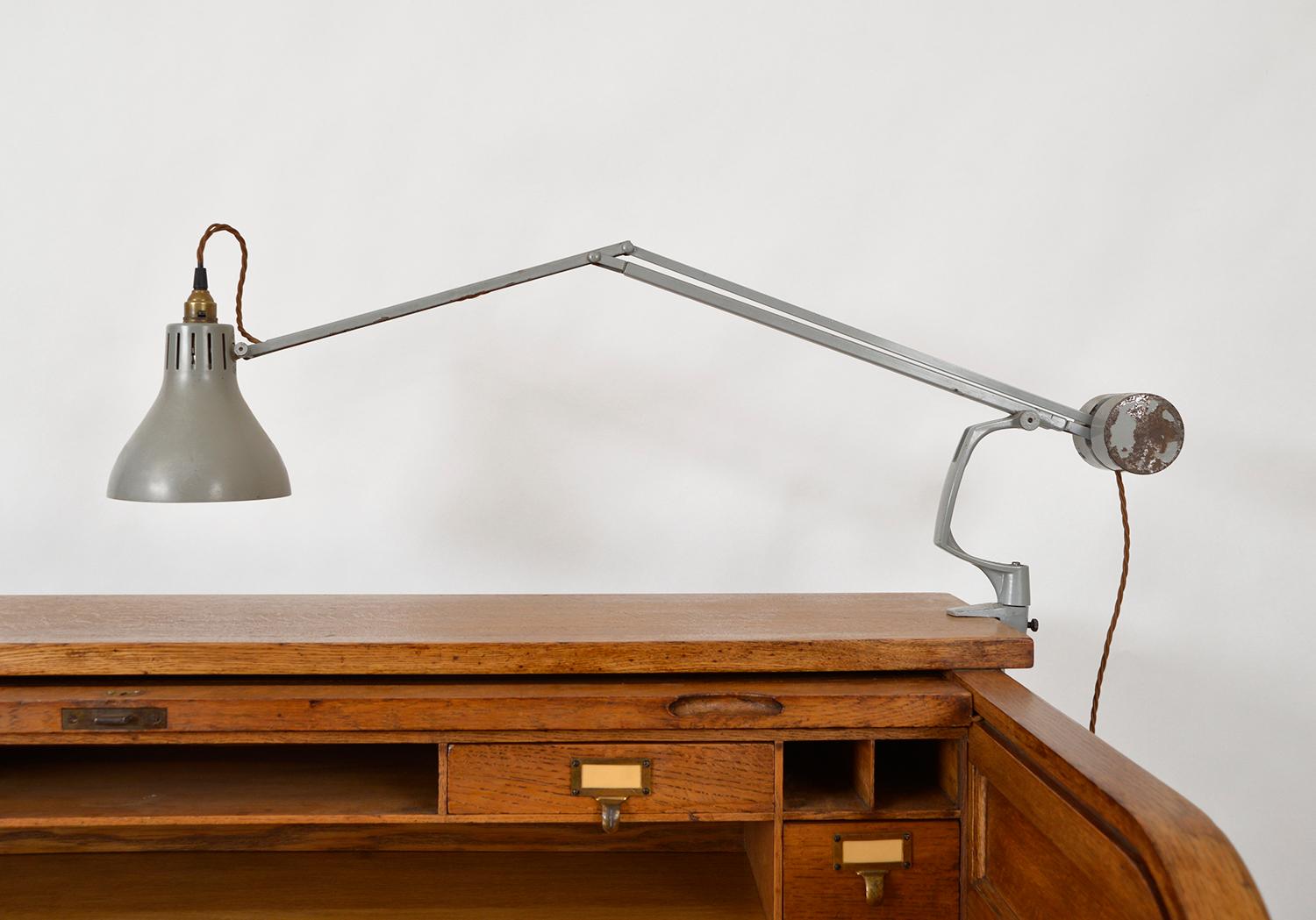 Aluminum 1960s Hadrill and Horstmann Simplus Roller Architects Desk Task Lamp Industrial