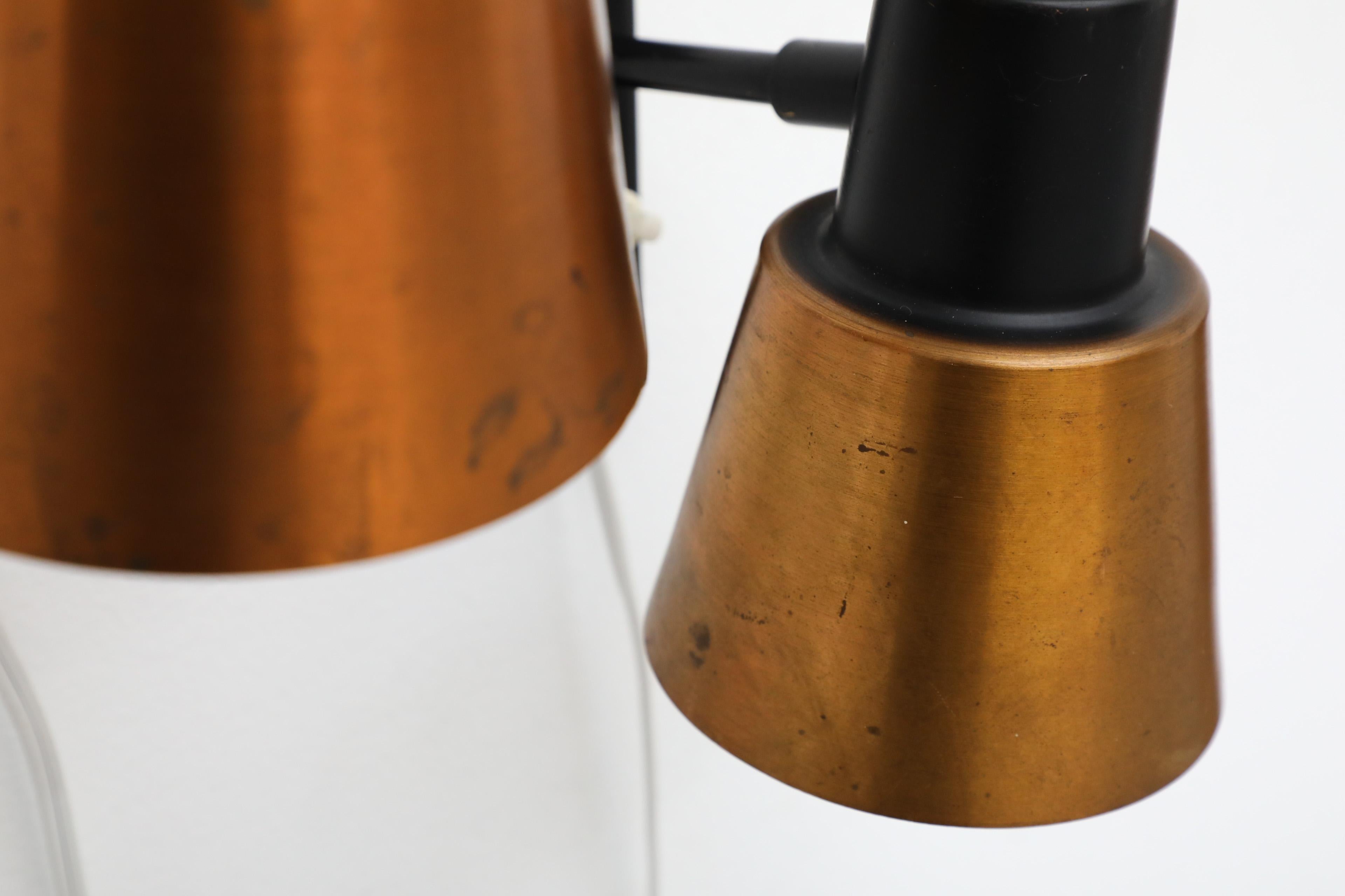 1960's Hala Zeist Copper and Black Metal Wall Mount Spot Light Sconces For Sale 7