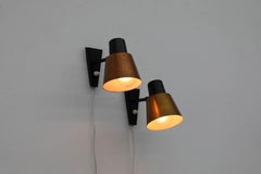1960's Hala Zeist Copper and Black Metal Wall Mount Spot Light Sconces