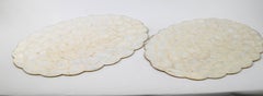 1960s Hallie St Mary 2 Placemats in Natural Capiz Pearl Shell Scalloped Edge