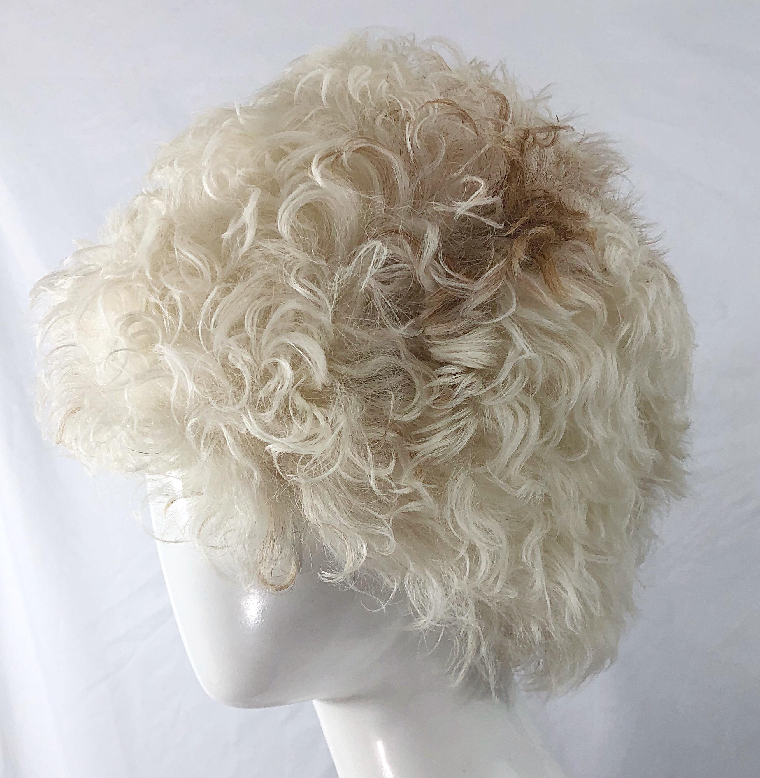 Chic and super rare early 60s HALSTON Mongolian lamb fur hat and matching muff ! Jackie O Kennedy wore a Halston hat and muff to the 1961 presidential inauguration, making Halston a fashion celebrity. Features ivory with natural brown and tan