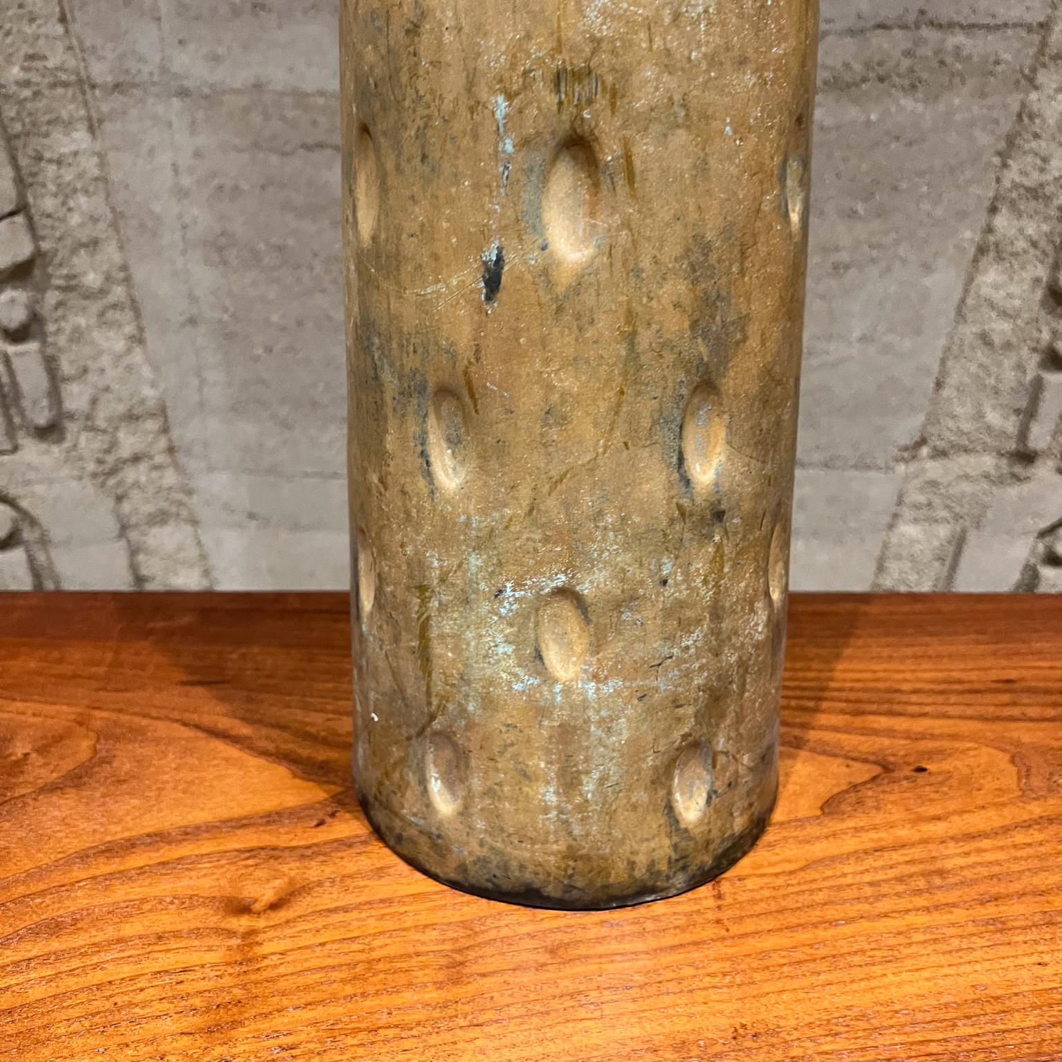 1960s Hammered Aluminum Vase Decorative Vintage Bottle For Sale 2