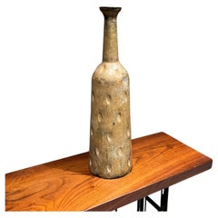 1960s Hammered Aluminum Vase Decorative Vintage Bottle