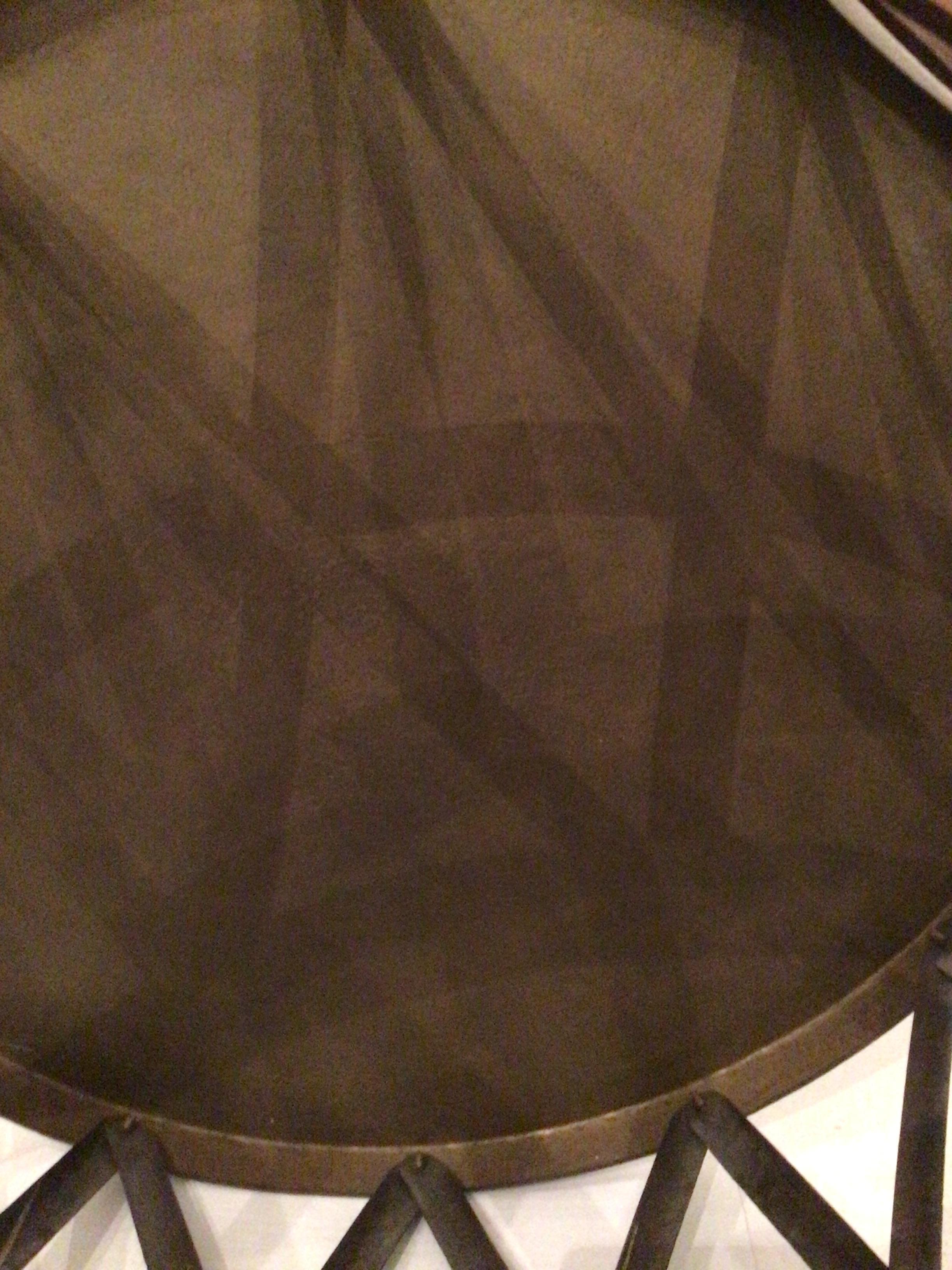 1960s Hammered Copper and Brass Iron Strap Drum Table For Sale 6