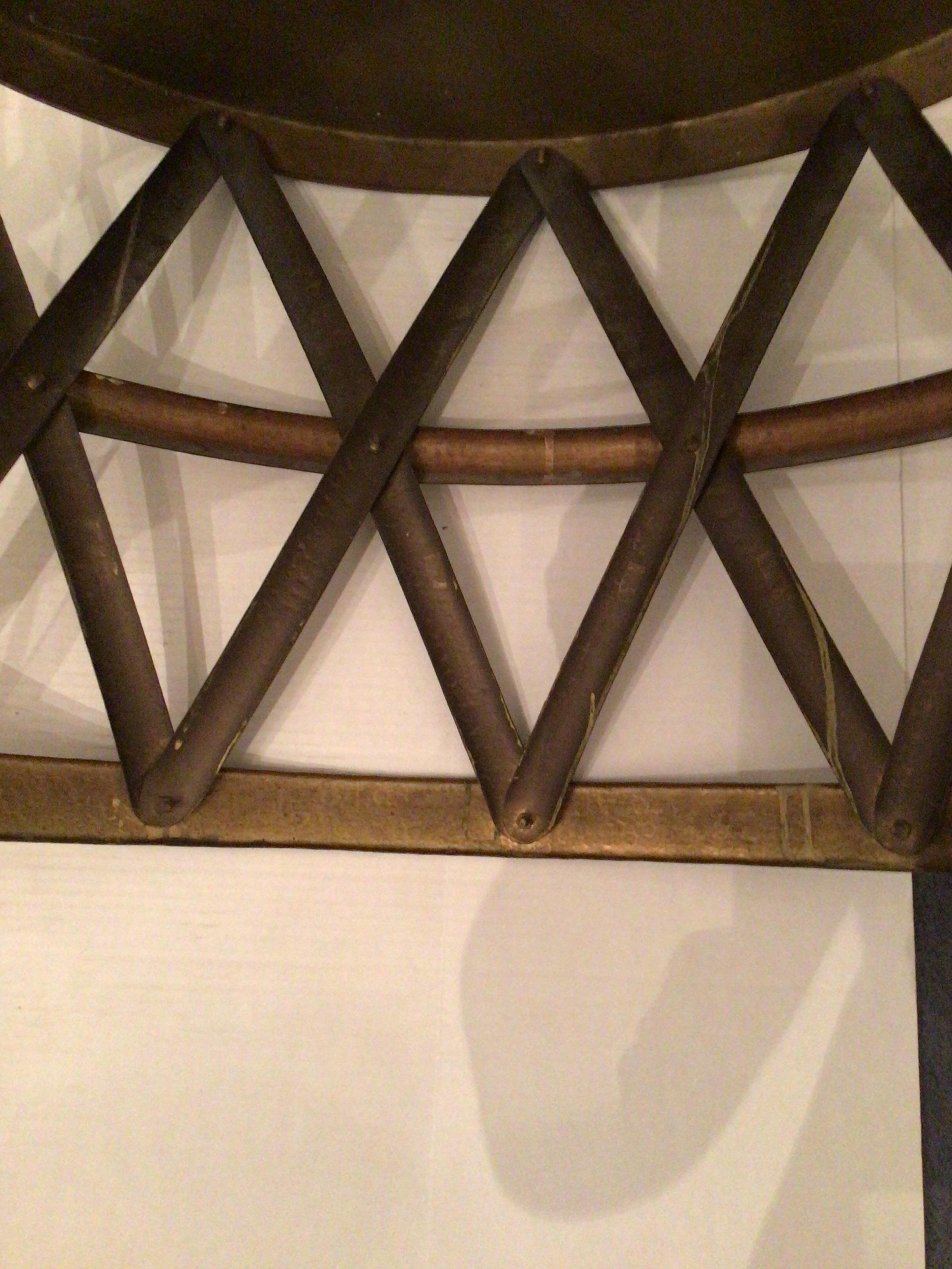 1960s Hammered Copper and Brass Iron Strap Drum Table For Sale 7