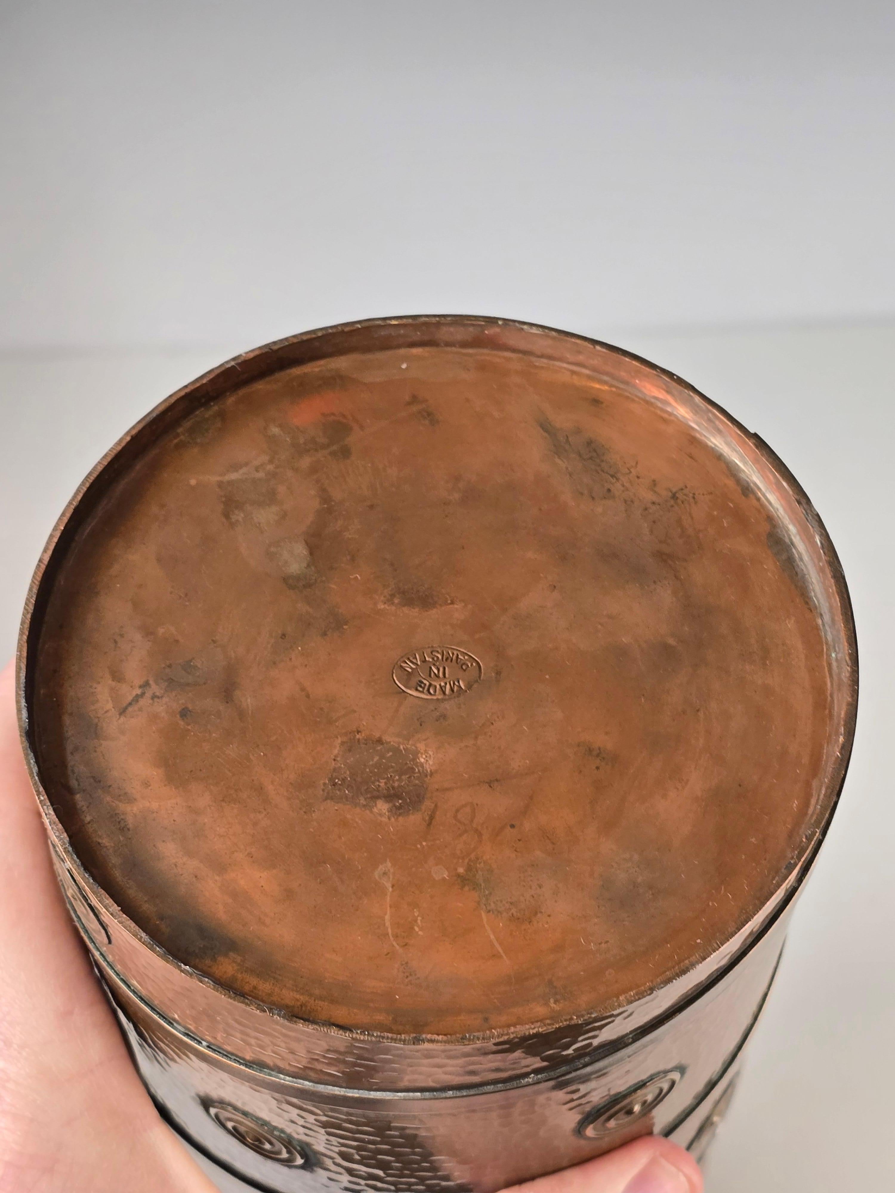 1960s Hammered Copper and Brass Vase For Sale 4