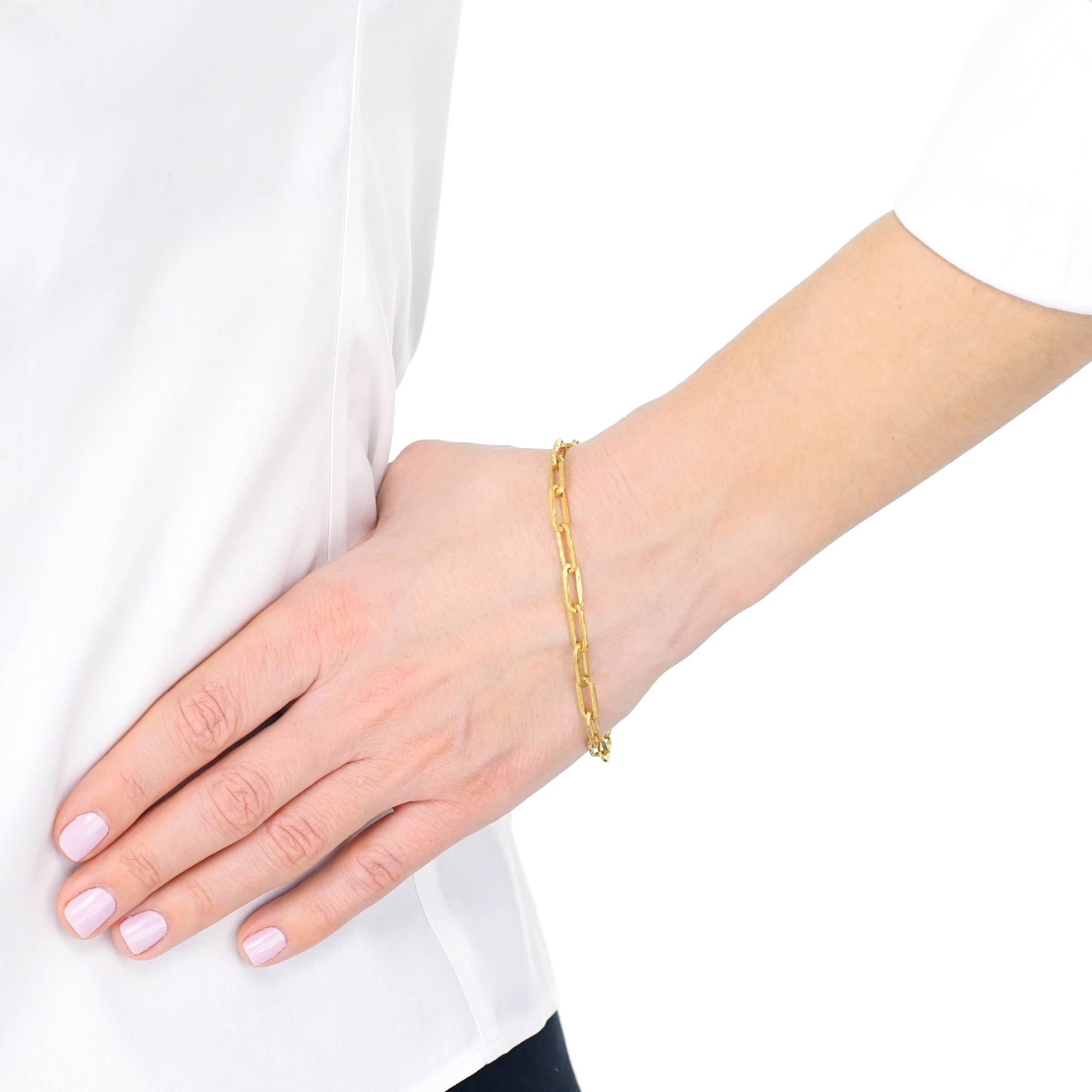 Women's or Men's 1960s Hammered Gold Link Bracelet