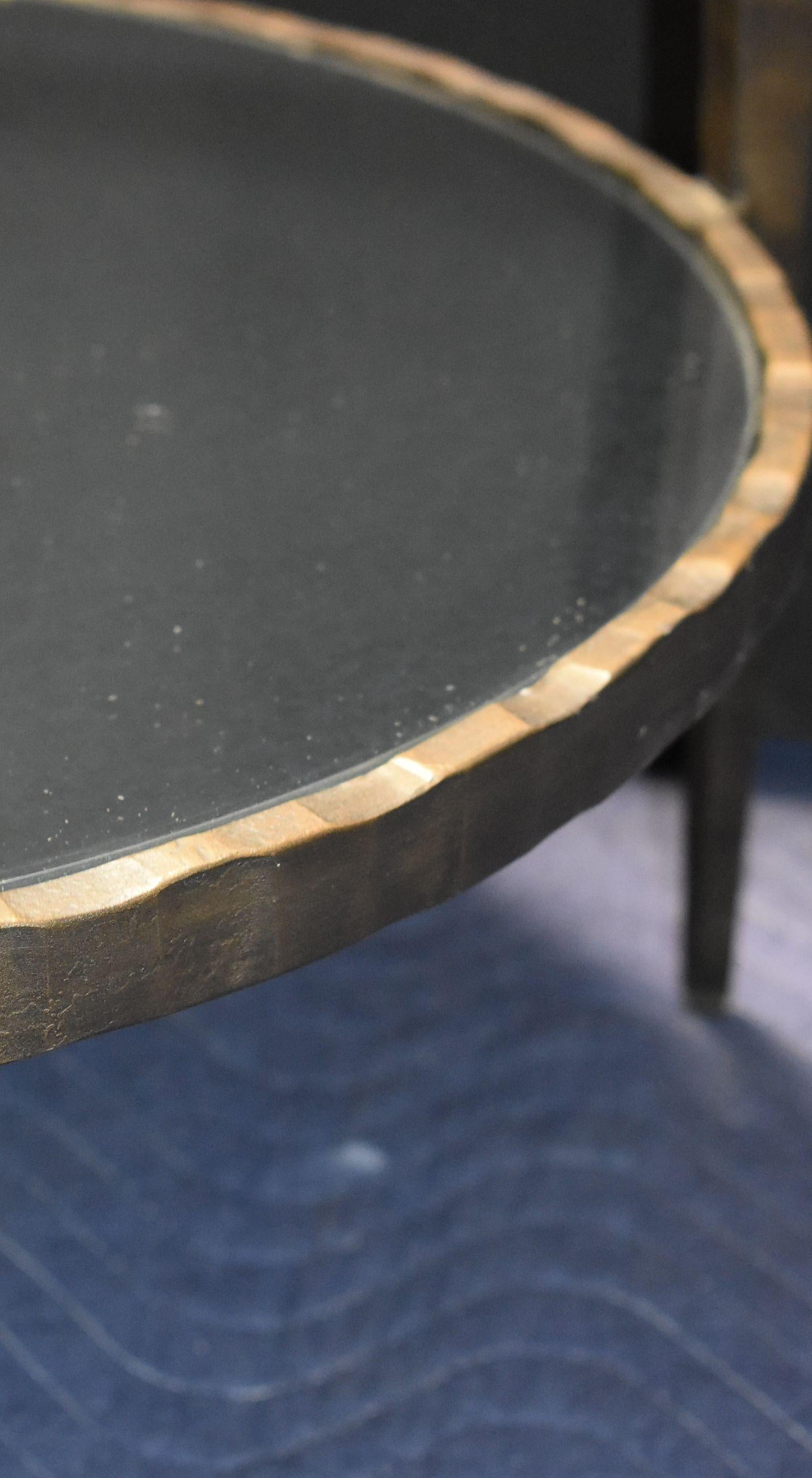 American 1960s Hammered Iron Two Tiers Round Side Table