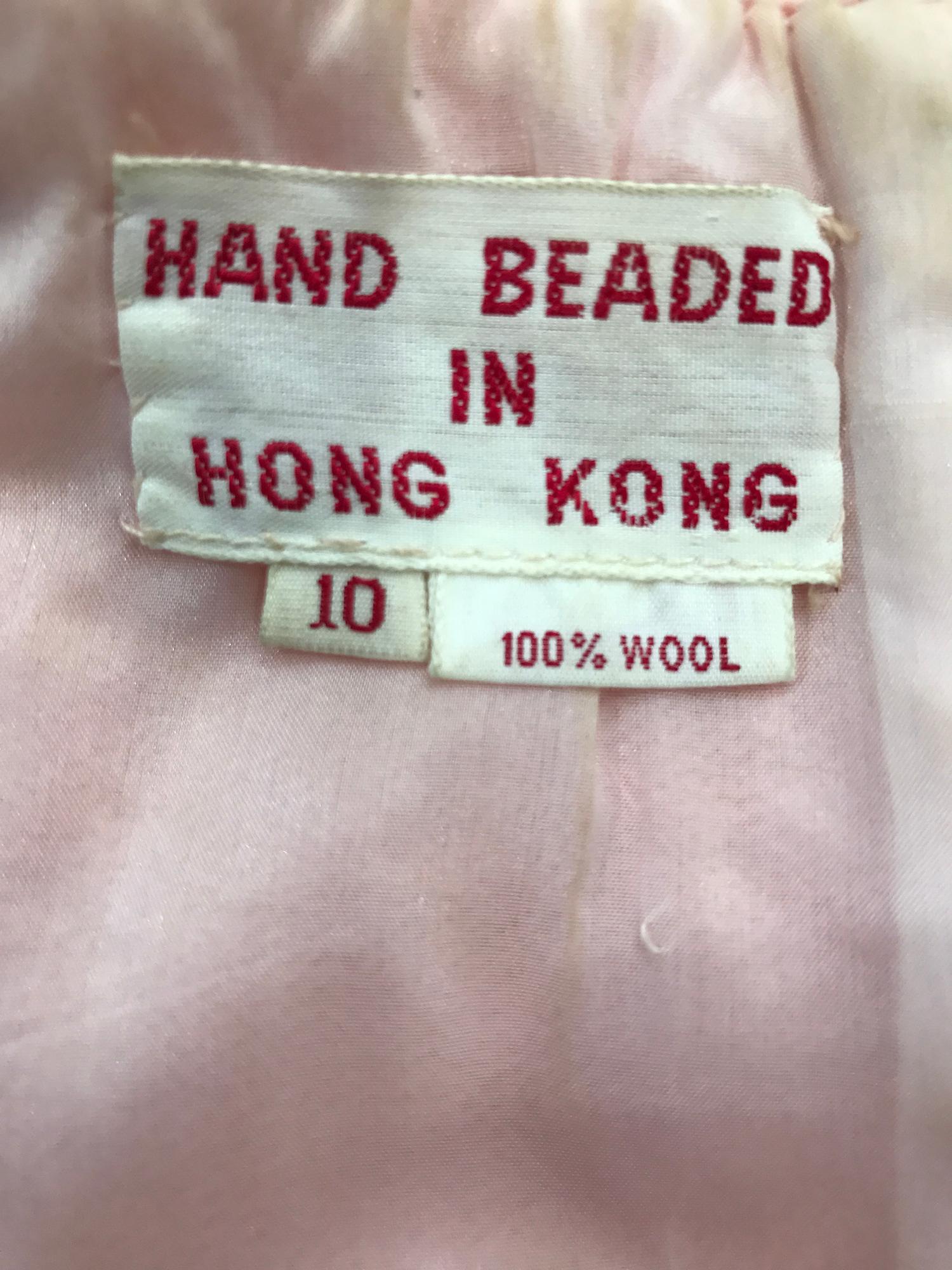 1960s Hand Beaded In Hong Kong Iridescent Pink Hour Glass Sequin Gown ...