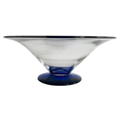 Vintage 1960s Hand Blown Cobalt Base Console Bowl