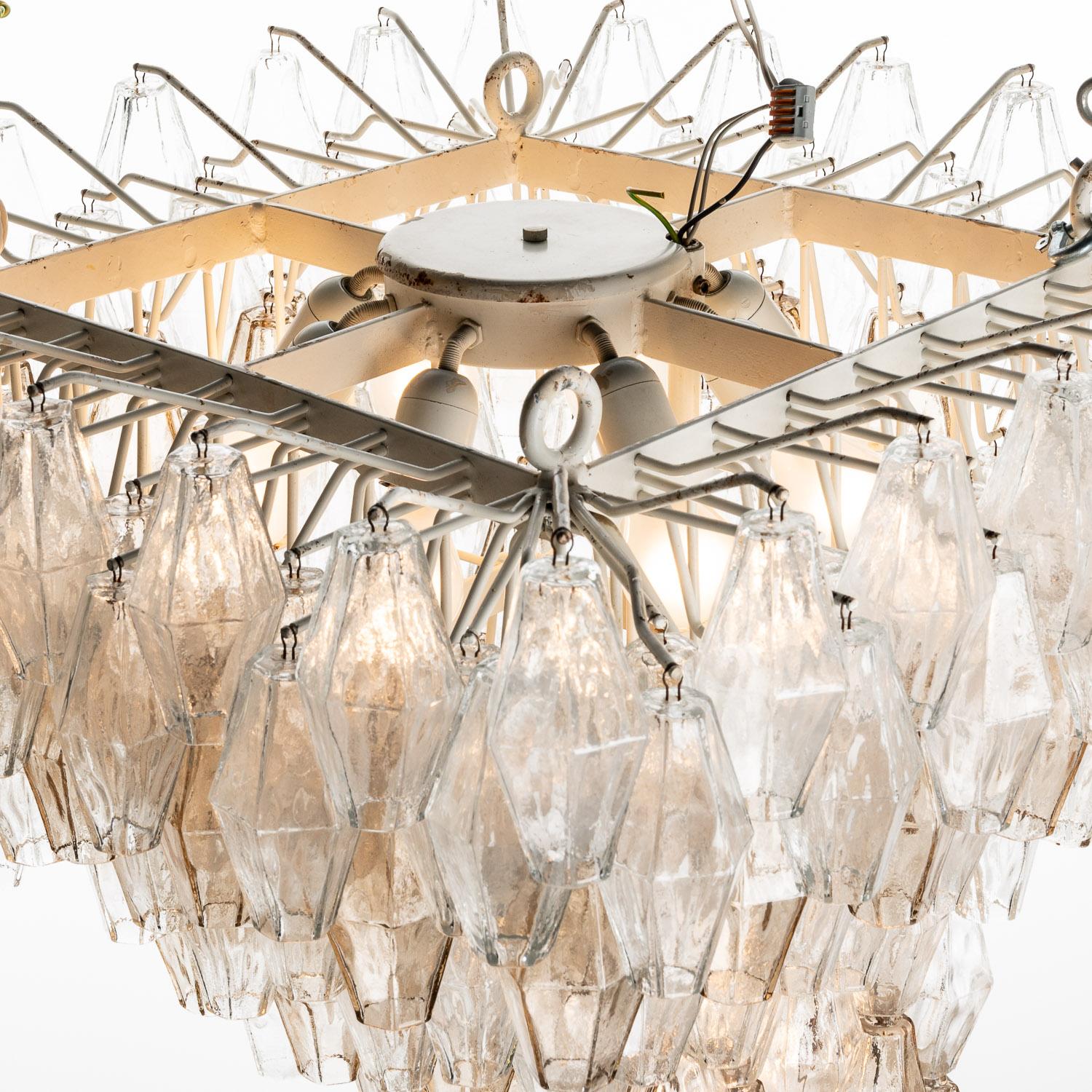 Metal 1960s Hand Blown Glass Chandelier by Carlo Scarpa for Venini