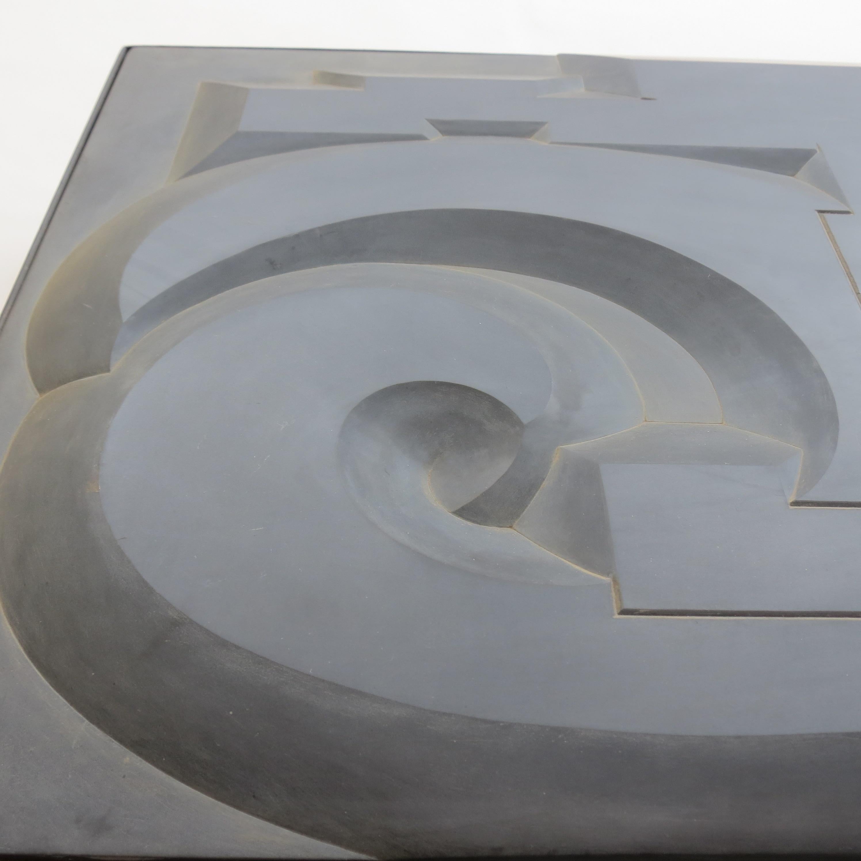 1960s Hand Carved Abstract Modernist Blue Slate Wall Hanging Sculpture In Good Condition In Stow on the Wold, GB
