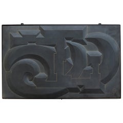 1960s Hand Carved Abstract Modernist Blue Slate Wall Hanging