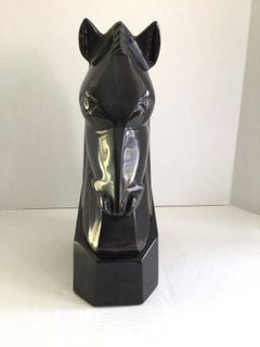 1960s Hand-carved Marble Horse Head On Marble Base