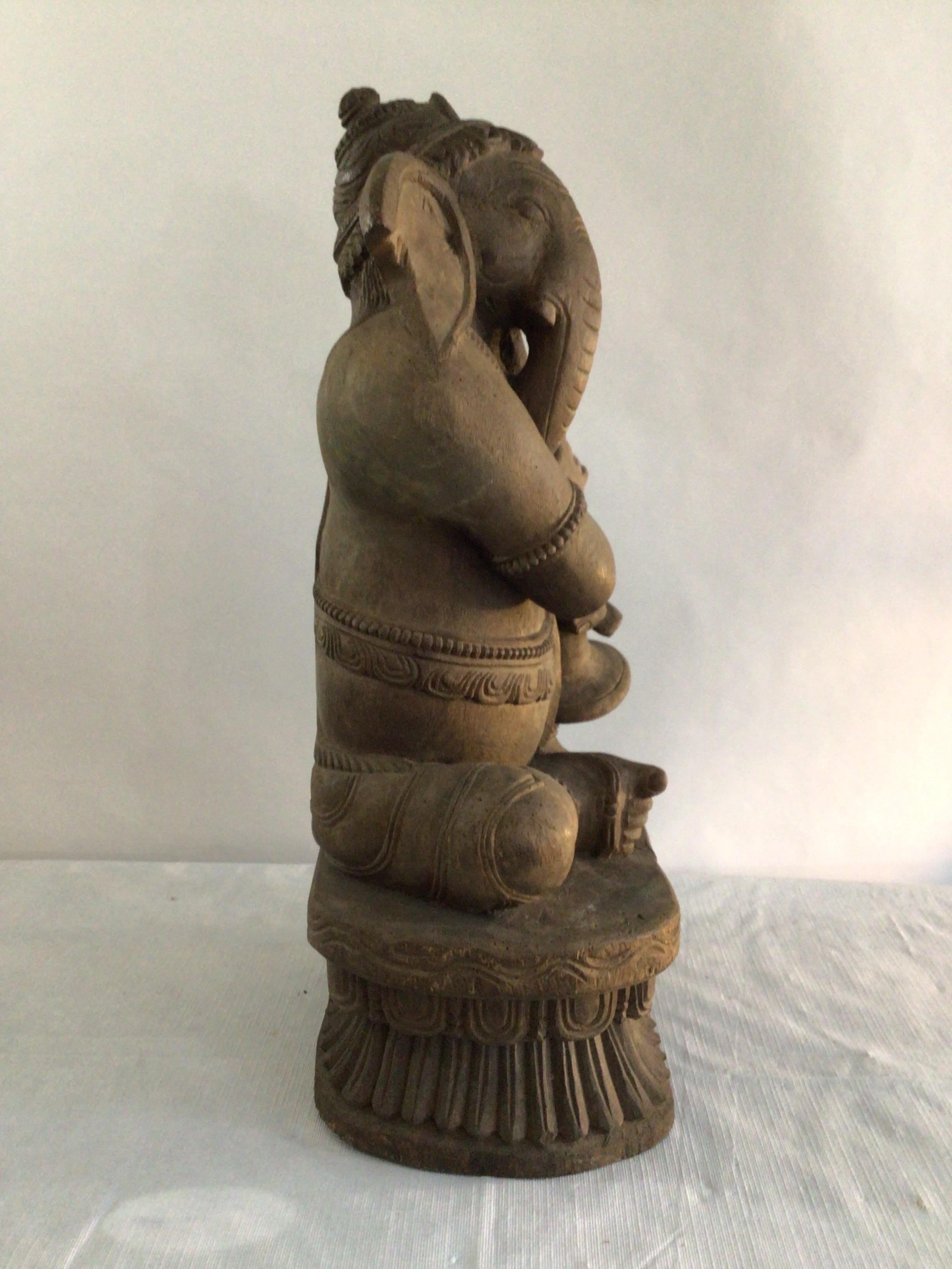 Unknown 1960s Hand Carved Thailand Elephant Playing a Horn  For Sale