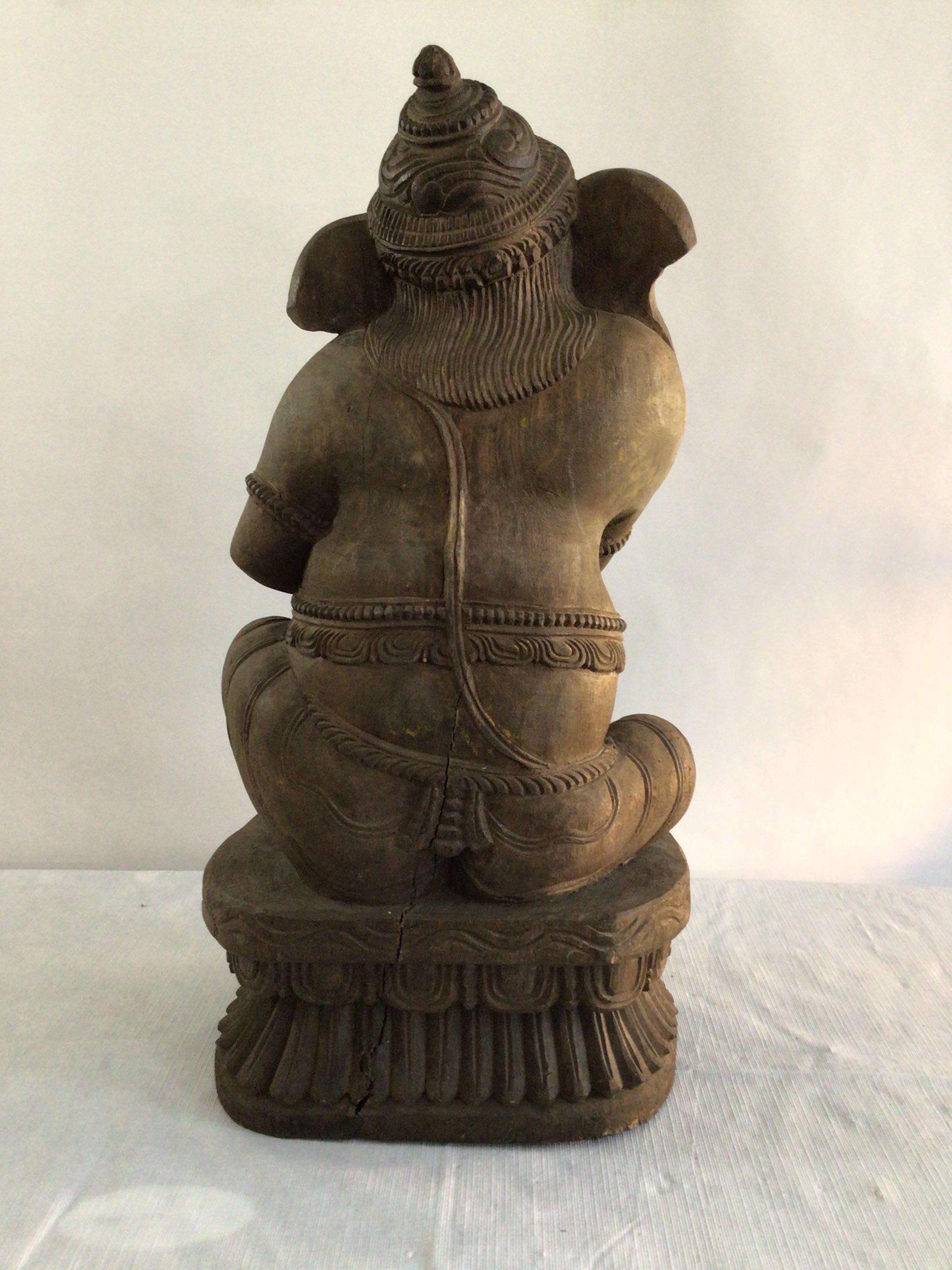 Unknown 1960s Hand Carved Thailand Elephant Playing a Horn For Sale