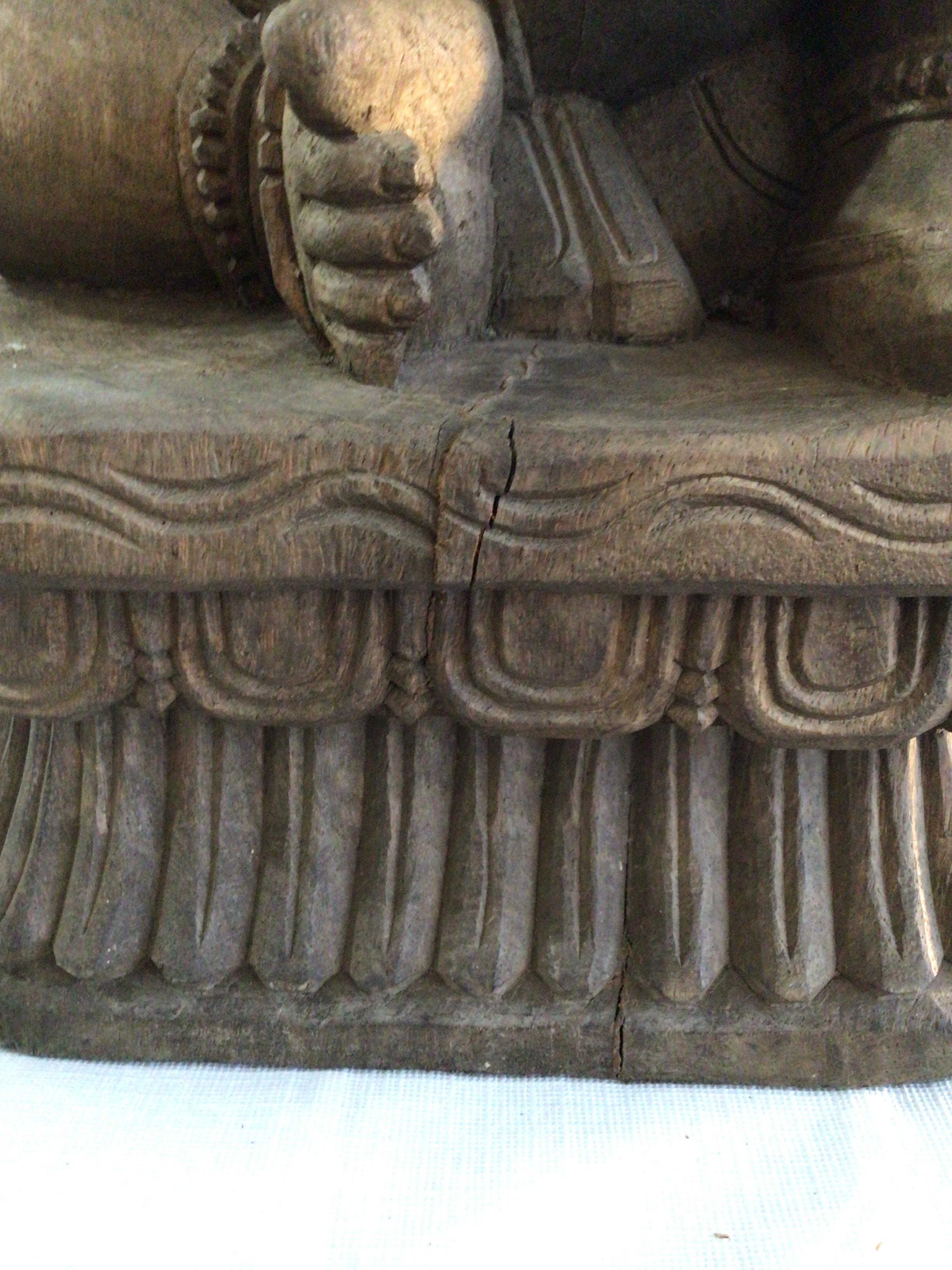 1960s Hand Carved Thailand Elephant Playing a Horn For Sale 1