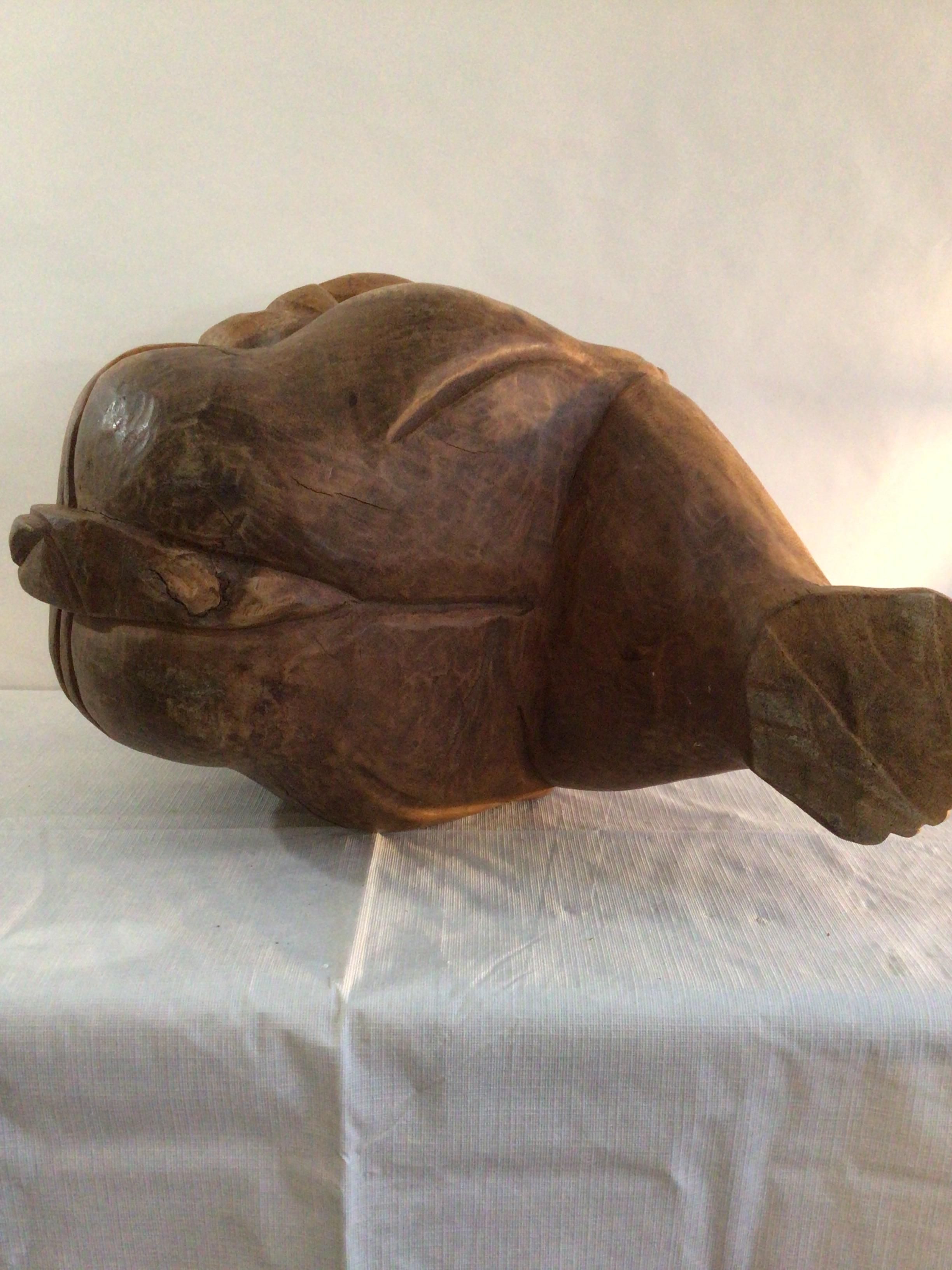 1960s Hand Carved Wood Sculpture Of Man Praying / Weeping For Sale 1