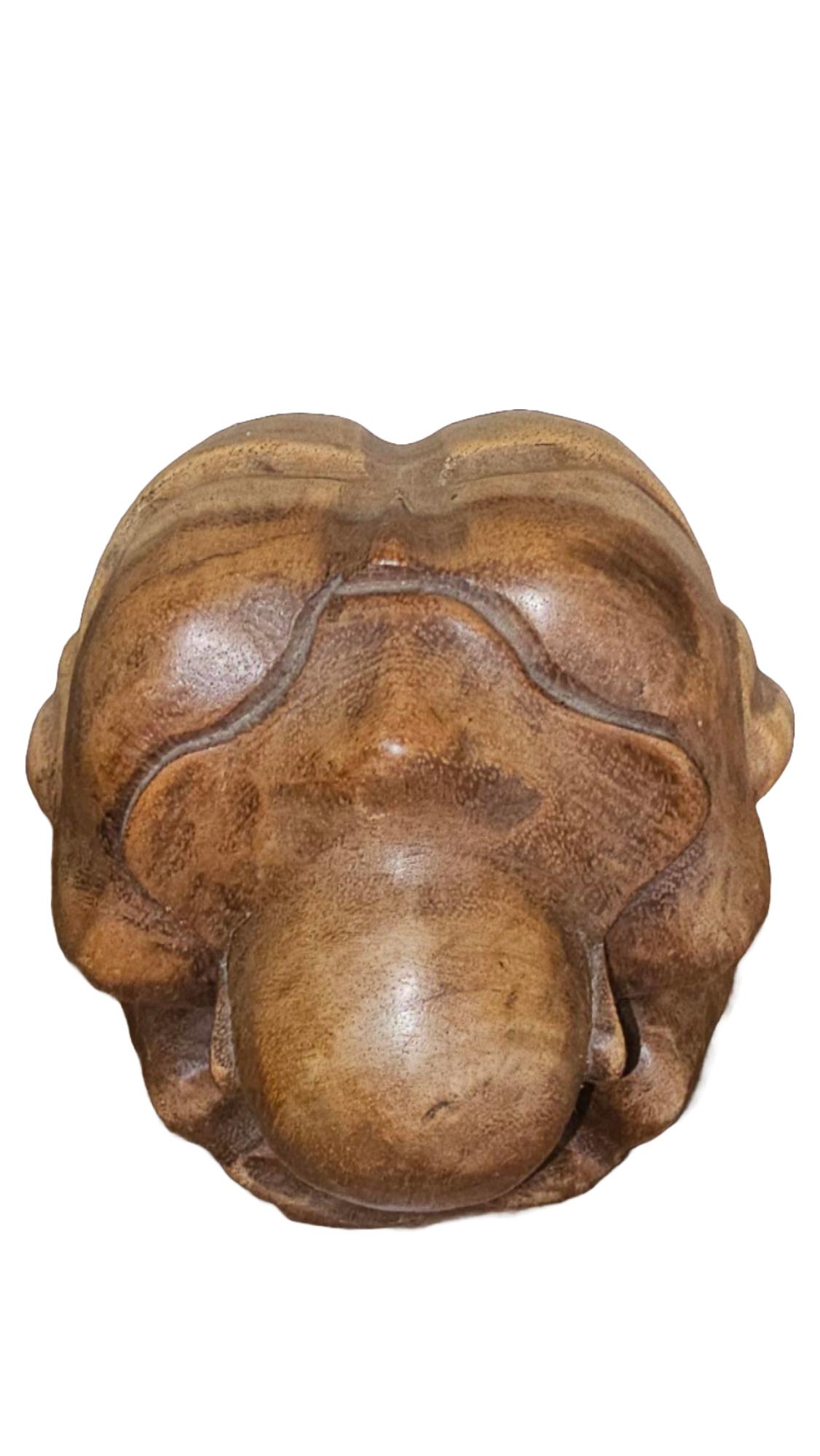 Hand-Carved 1960s Hand Carved Wood Sculpture Of Weeping Buddha For Sale