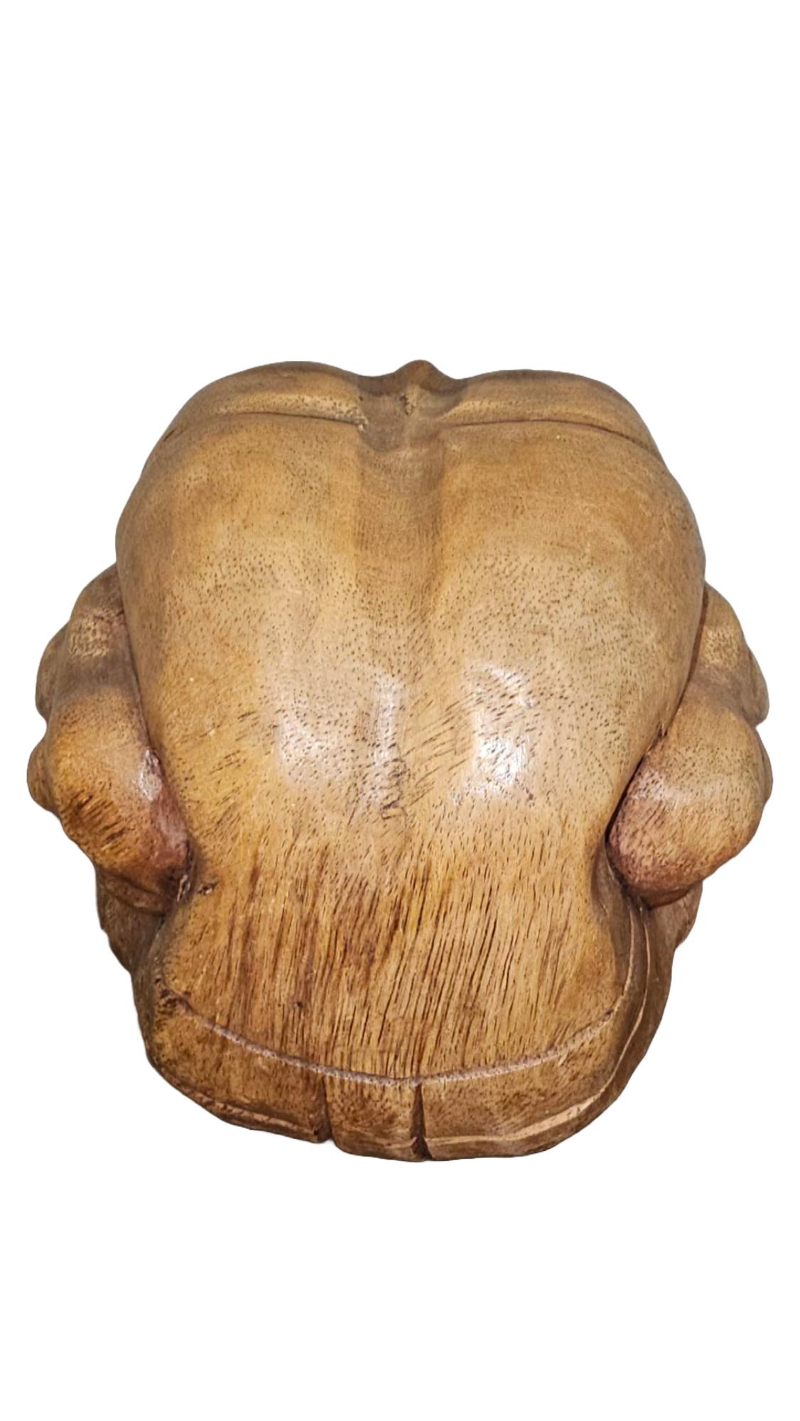 Mid-20th Century 1960s Hand Carved Wood Sculpture Of Weeping Buddha For Sale