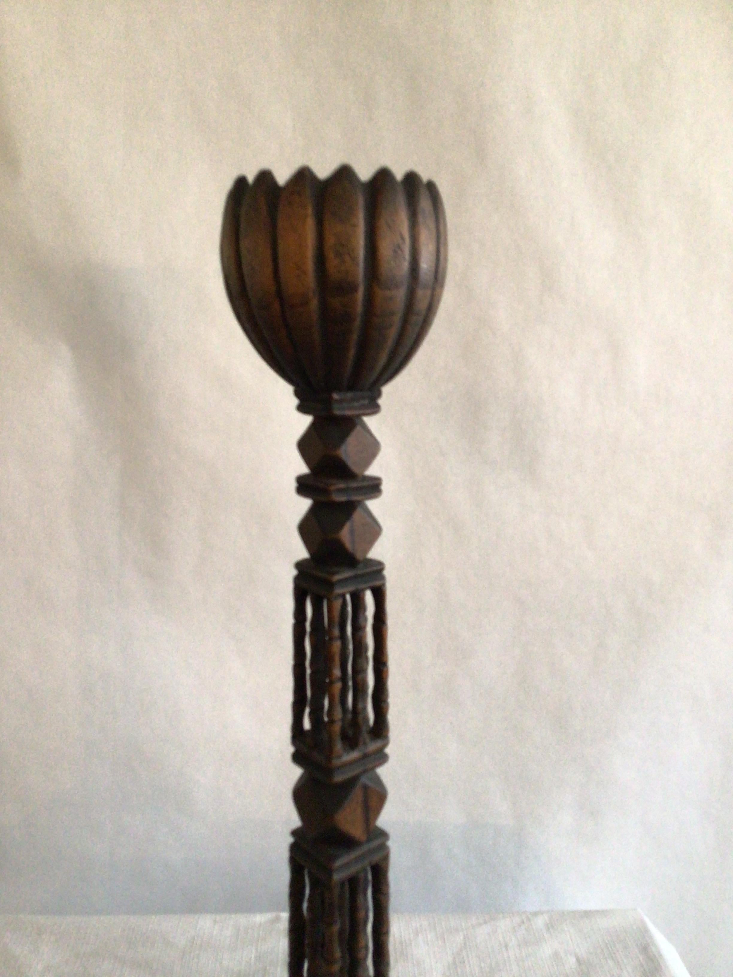 1960s Hand-Carved Wood Turtle Candlestick For Sale 3