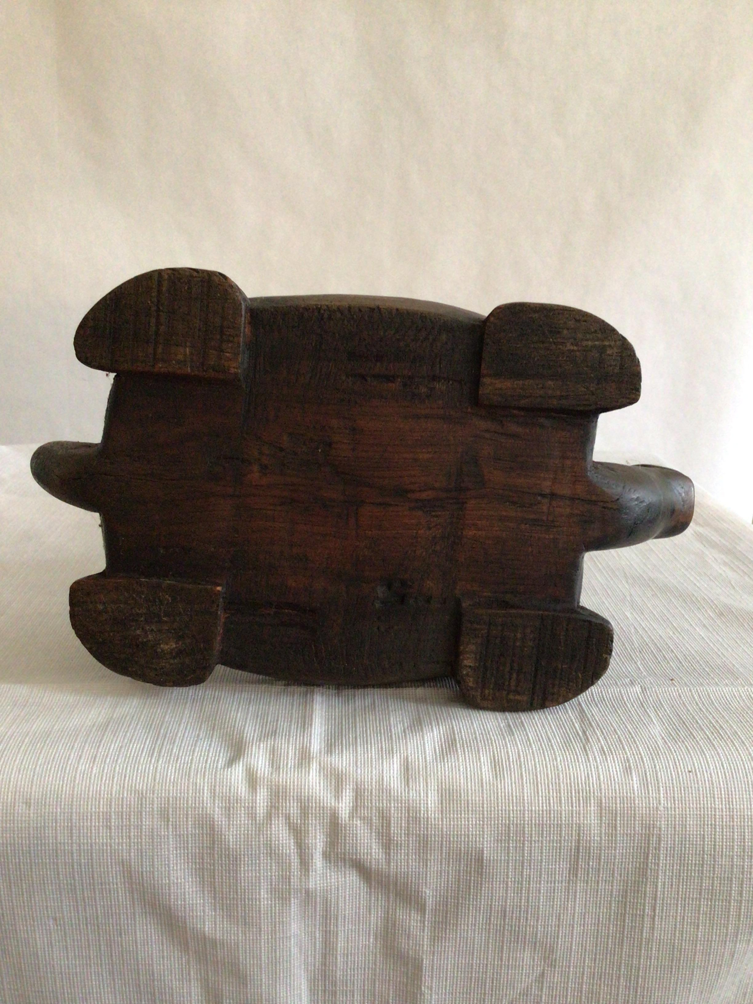 1960s Hand-Carved Wood Turtle Candlestick For Sale 5
