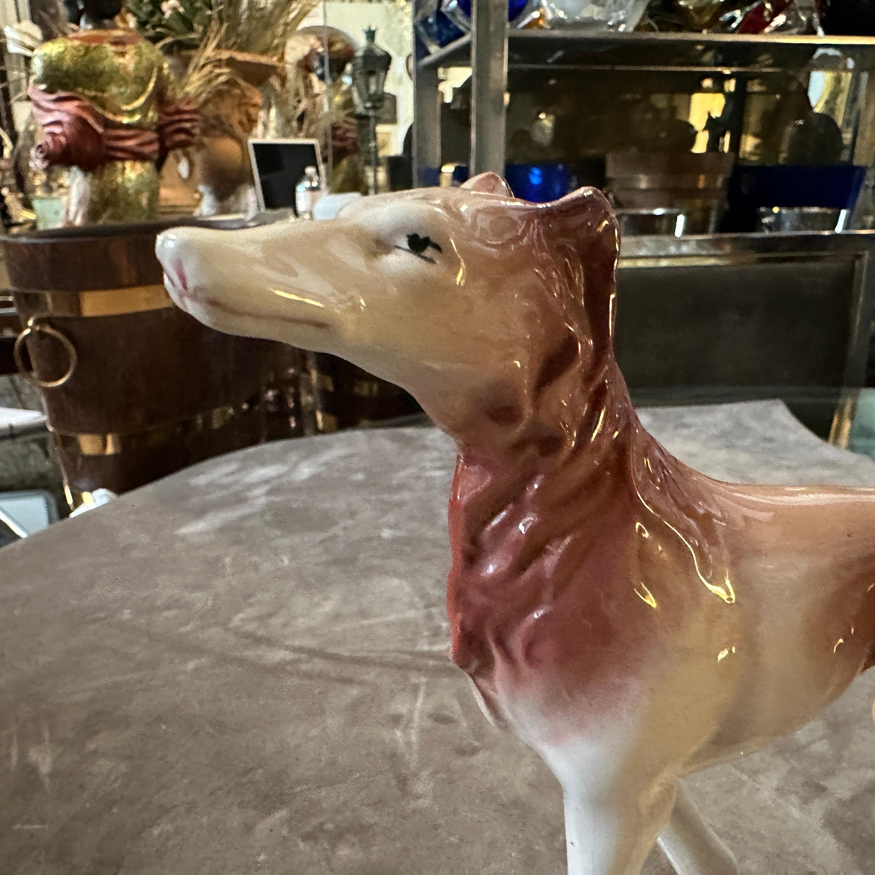 20th Century 1960s Hand-Crafted and Painted Porcelain Figure of a Greyhound by Elsa Lagorio For Sale