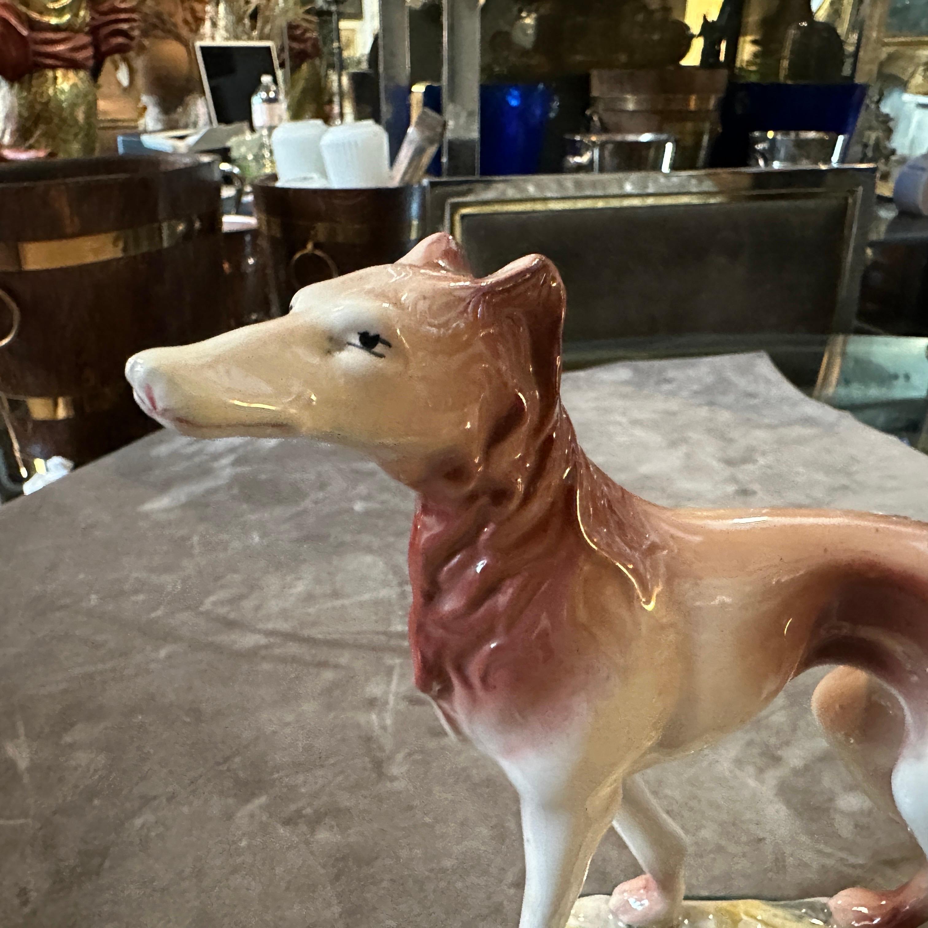 1960s Hand-Crafted and Painted Porcelain Figure of a Greyhound by Elsa Lagorio For Sale 2