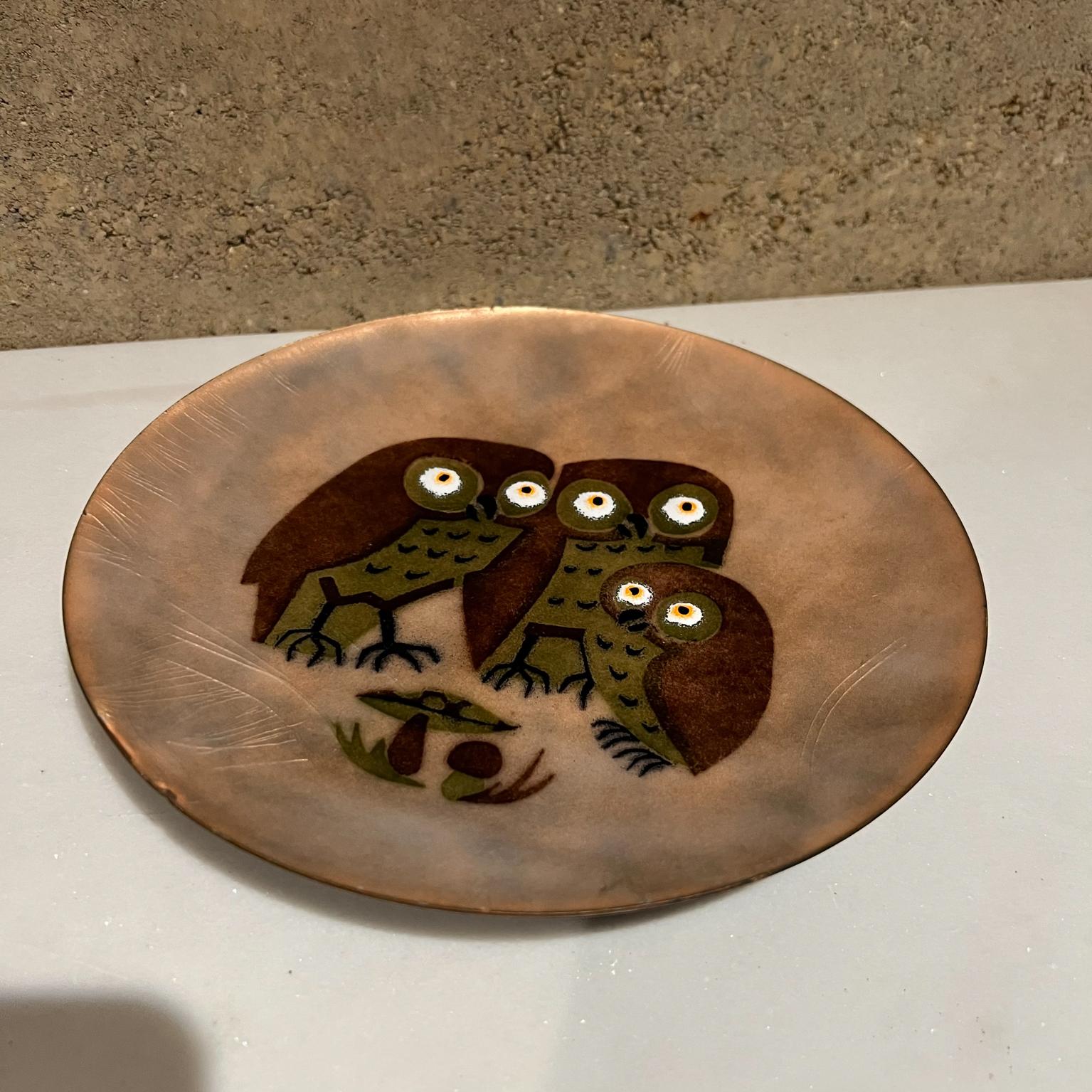 1960s Hand Crafted Enamel OWL Plate by Annemarie Davidson Sierra Madre, Calif 5