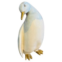 Figura de porcelana italiana de un pingüino de los años 60 hecha a mano por Ronzan