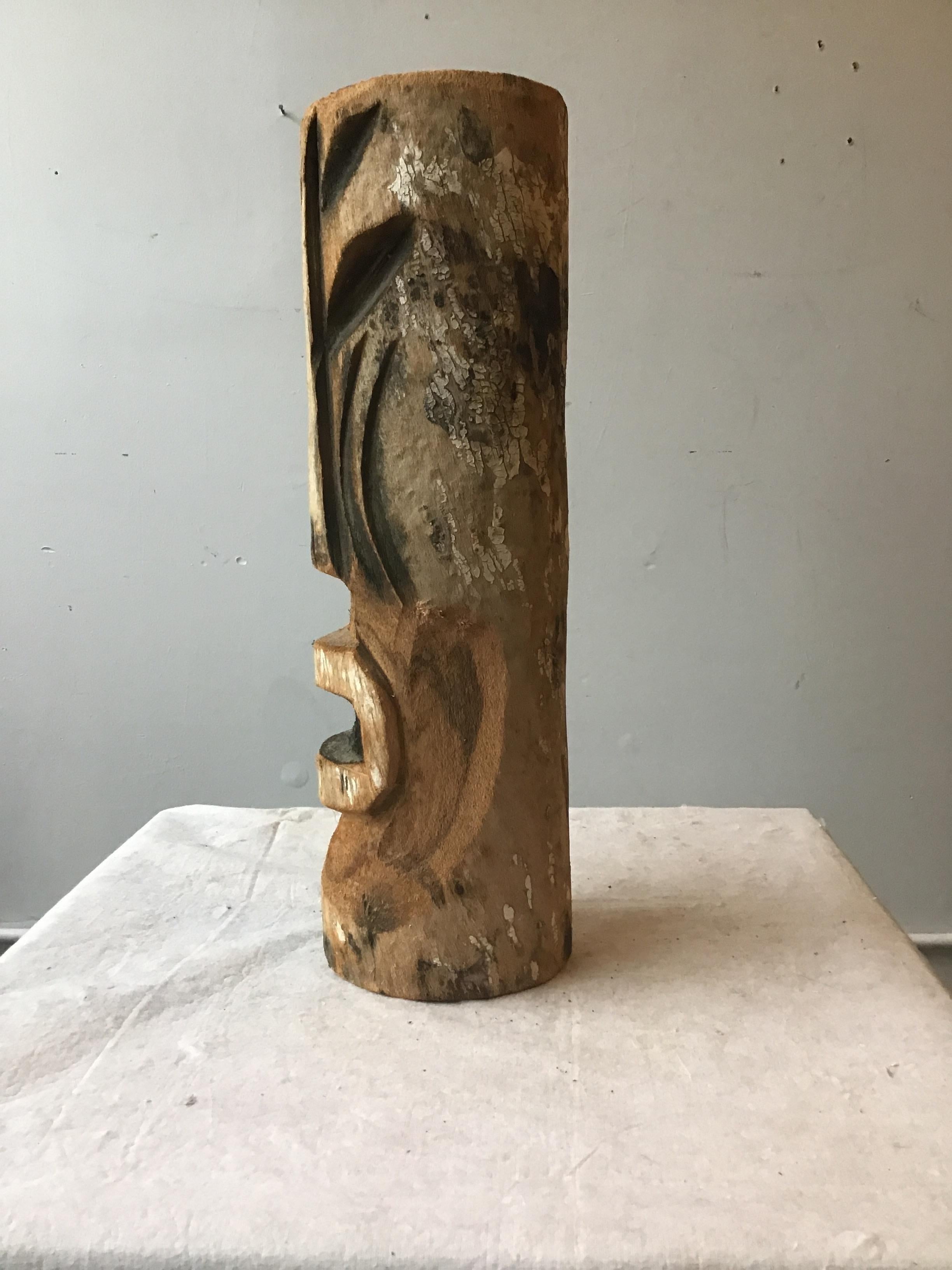 1960er Jahre Hand Craved Holz Kopf Tiki Totem Skulptur  (Geschnitzt) im Angebot