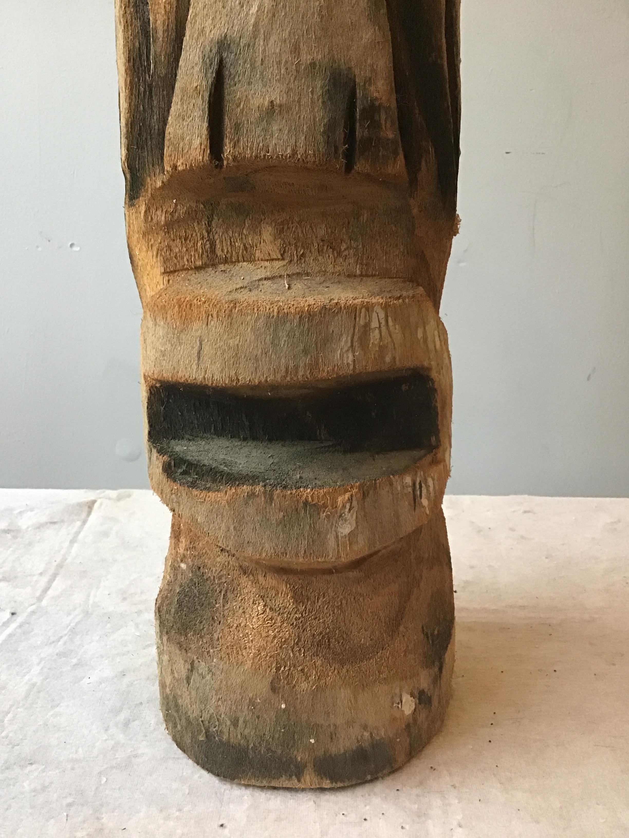 1960s Hand Craved Wood Head Tiki Totem Sculpture  For Sale 1