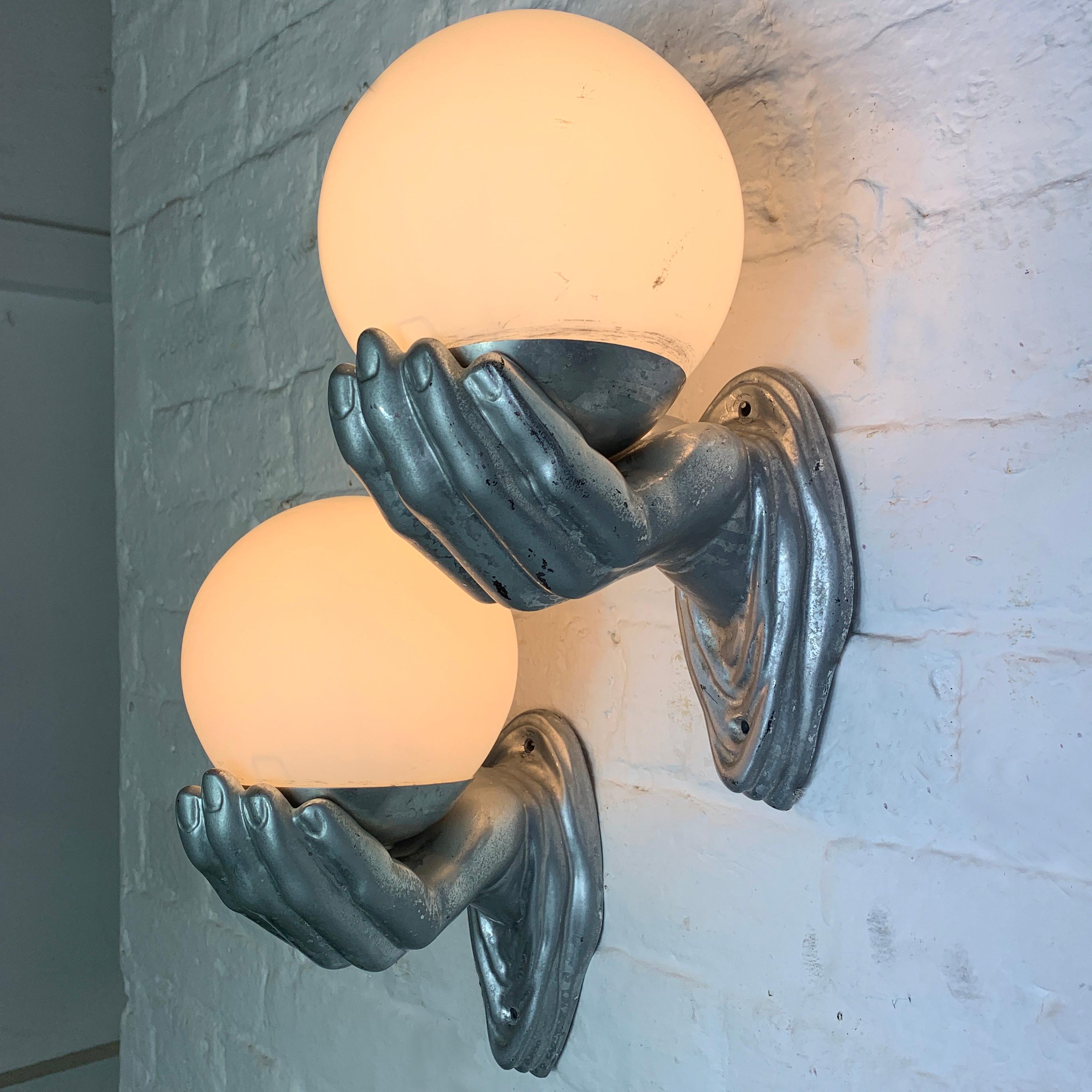 1960s Hand and Globe Wall Lights, Arlus Style 2